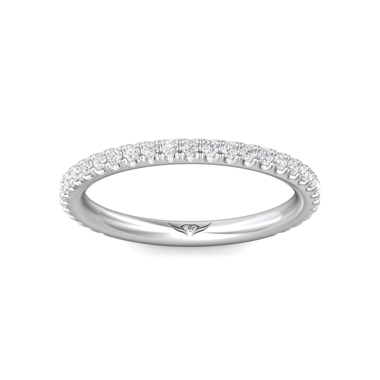 FlyerFit Micropave 14K White Gold Wedding Band