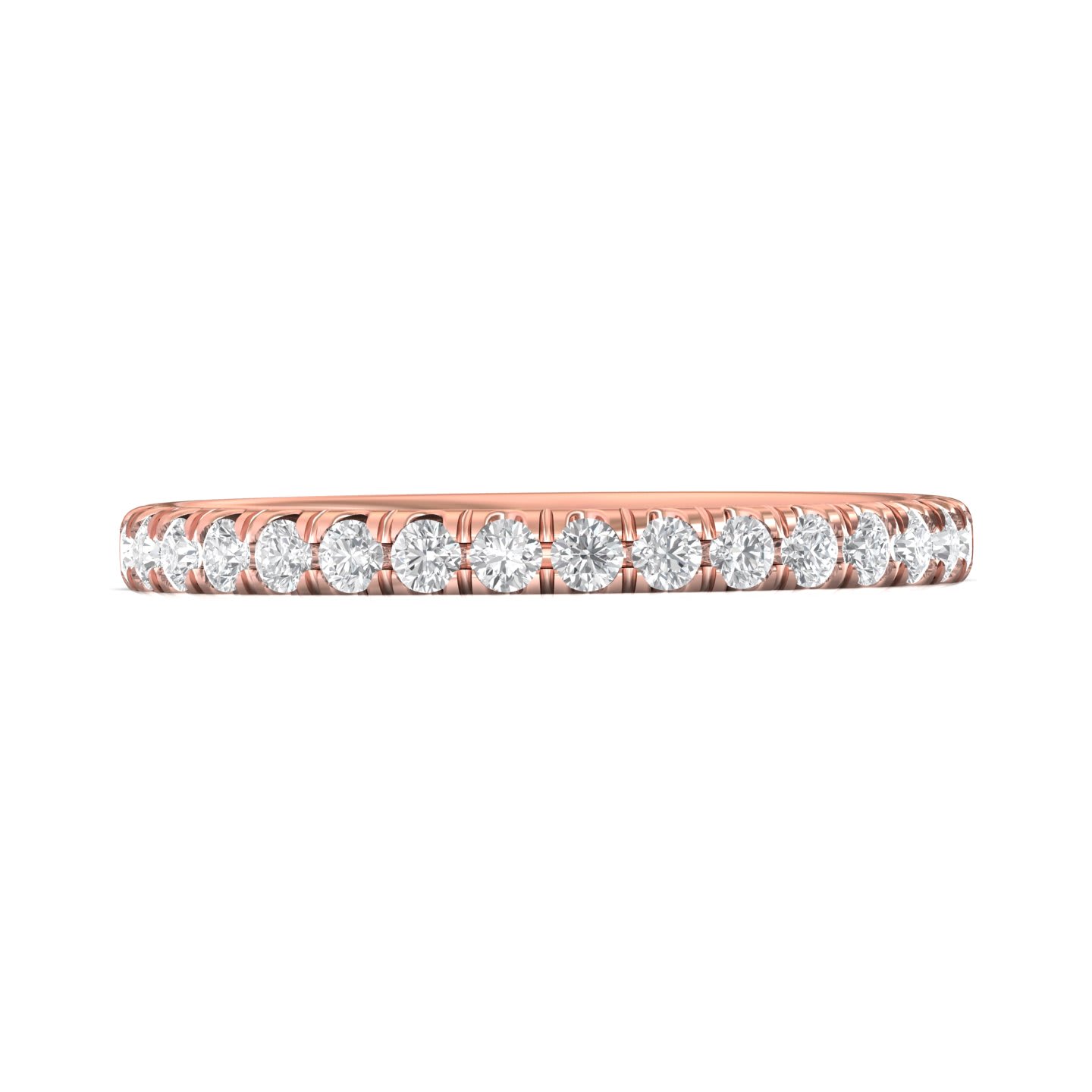 FlyerFit Micropave 18K Pink Gold Wedding Band