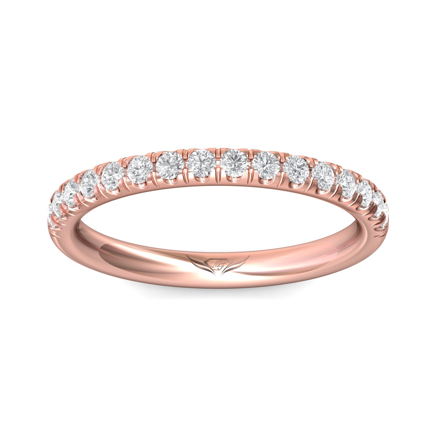 FlyerFit Micropave 18K Pink Gold Wedding Band