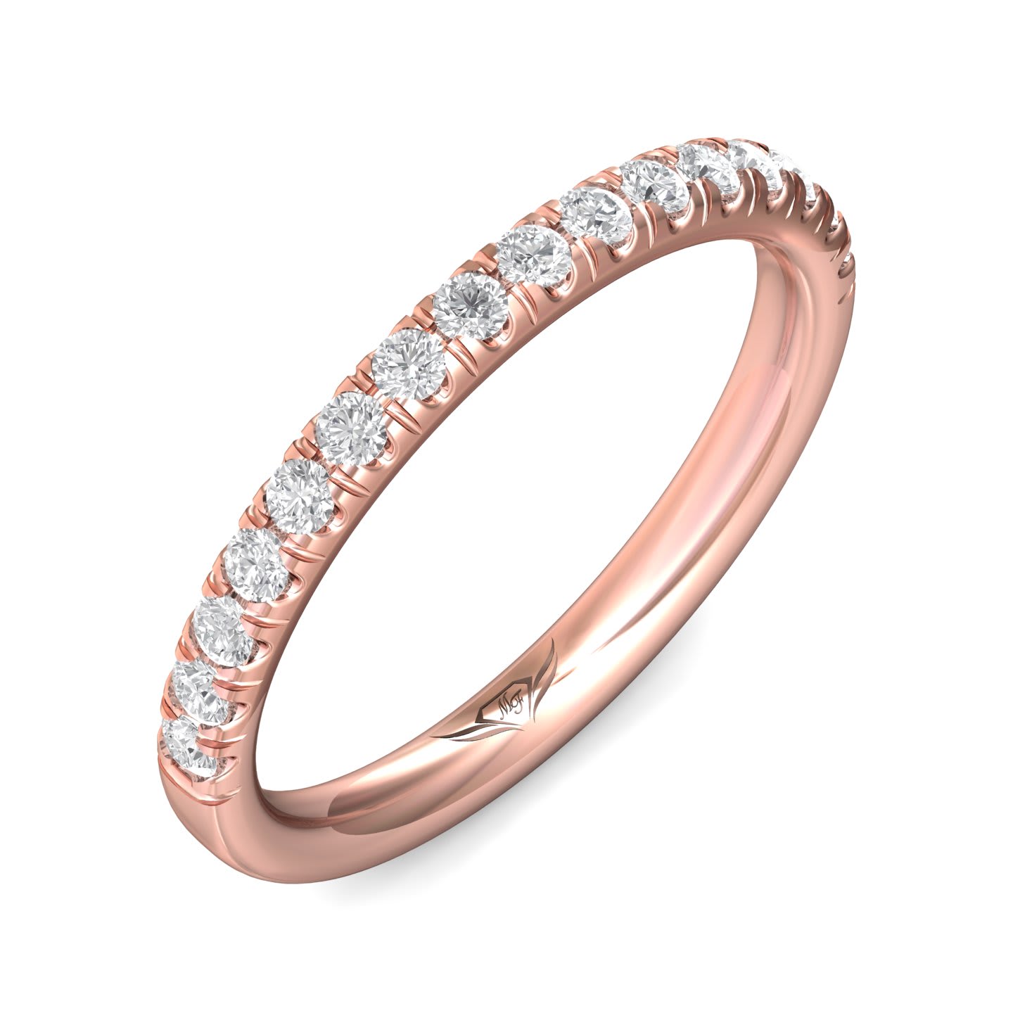 FlyerFit Micropave 18K Pink Gold Wedding Band