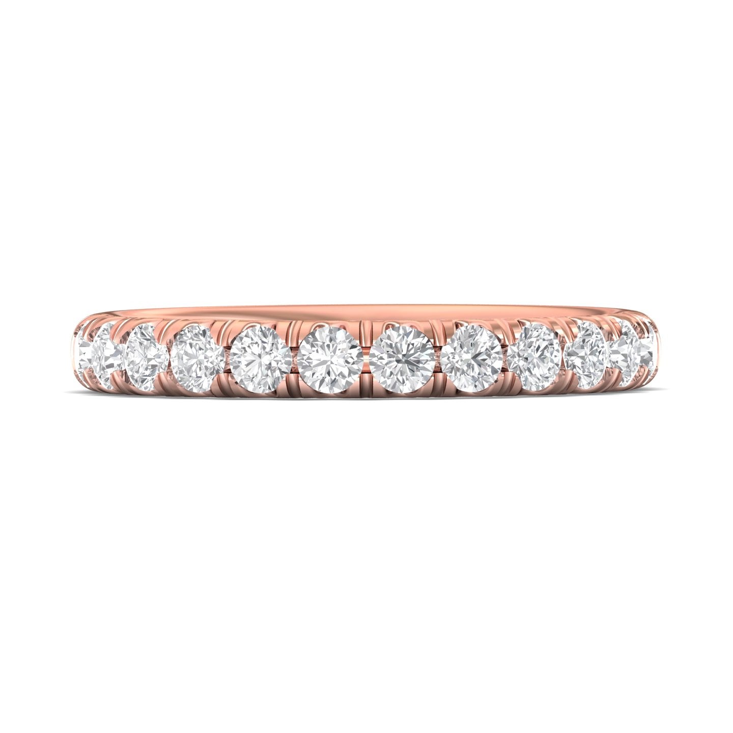 FlyerFit Micropave 18K Pink Gold Wedding Band