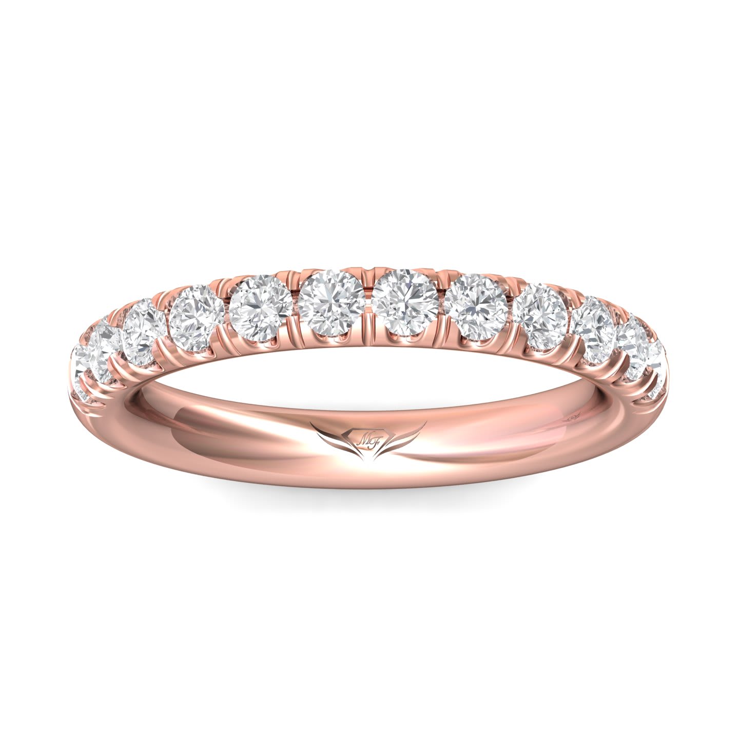 FlyerFit Micropave 14K Pink Gold Wedding Band