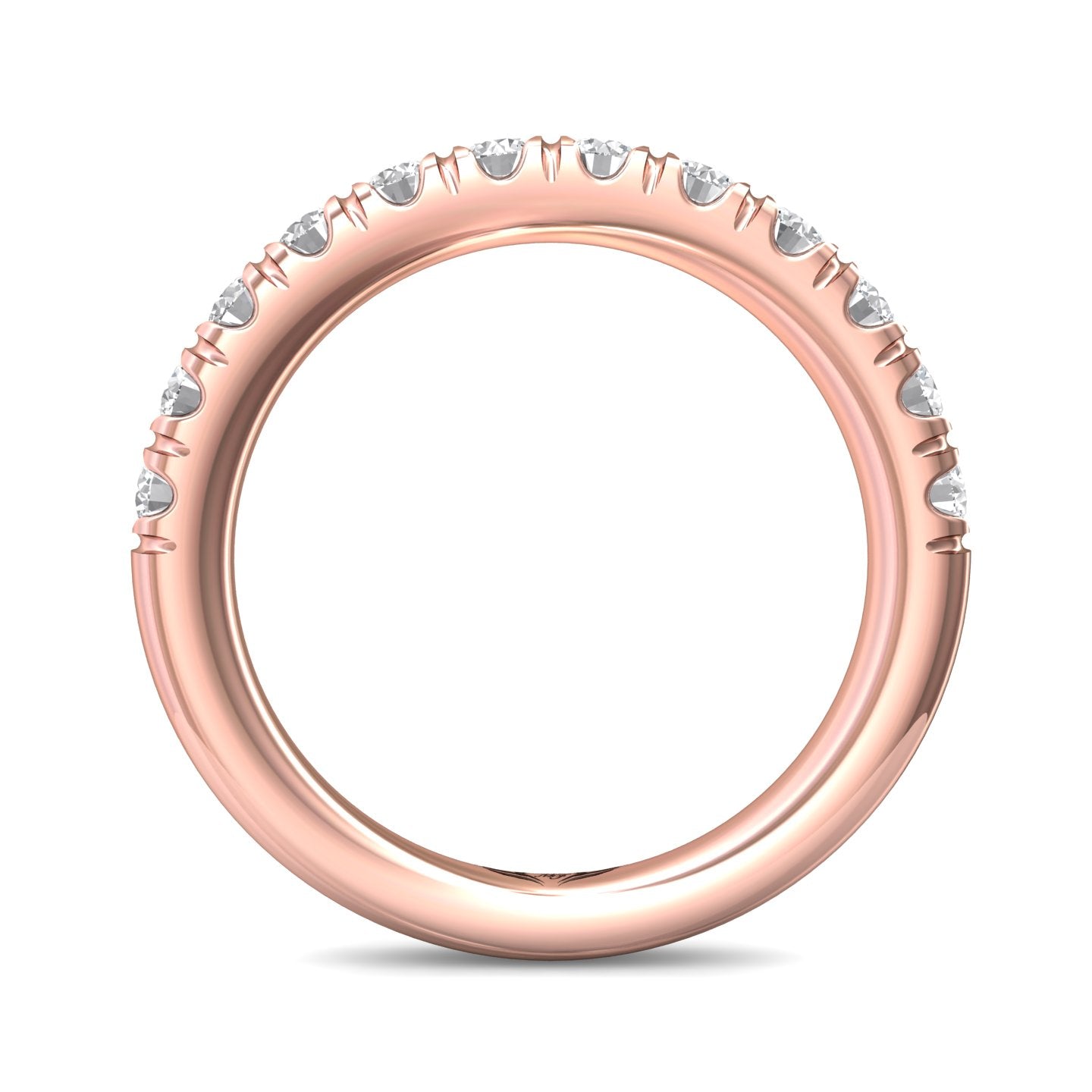 FlyerFit Micropave 18K Pink Gold Wedding Band