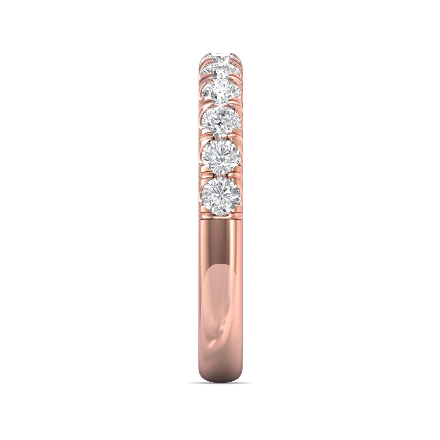 FlyerFit Micropave 18K Pink Gold Wedding Band