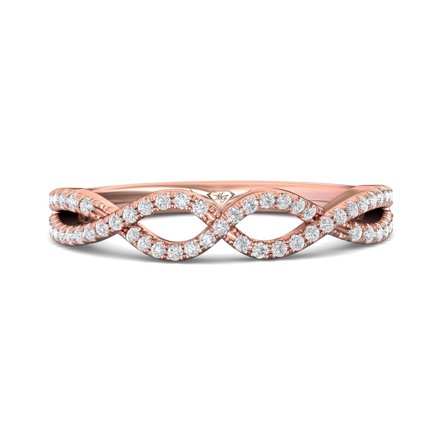 FlyerFit Micropave 14K Pink Gold Wedding Band