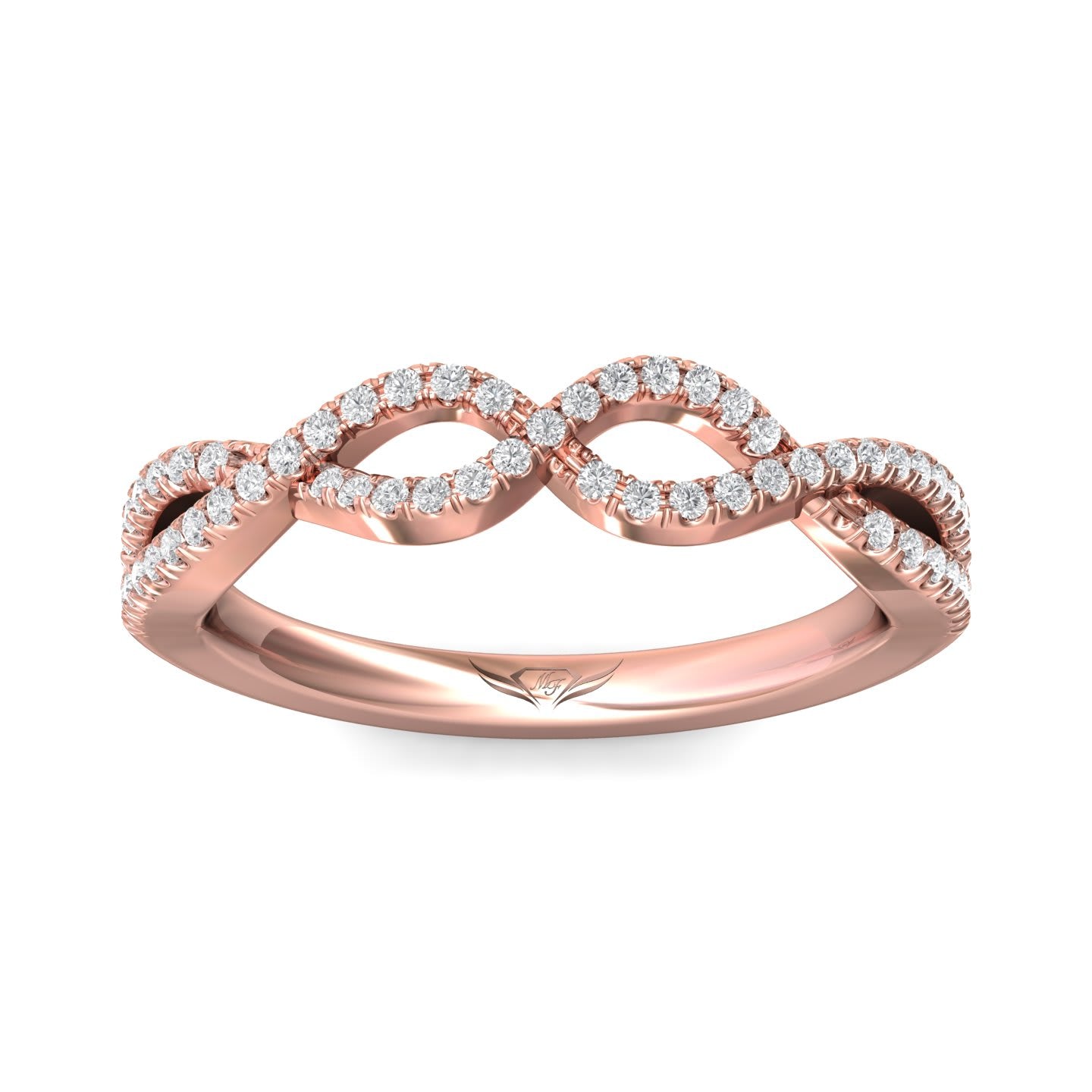 FlyerFit Micropave 14K Pink Gold Wedding Band