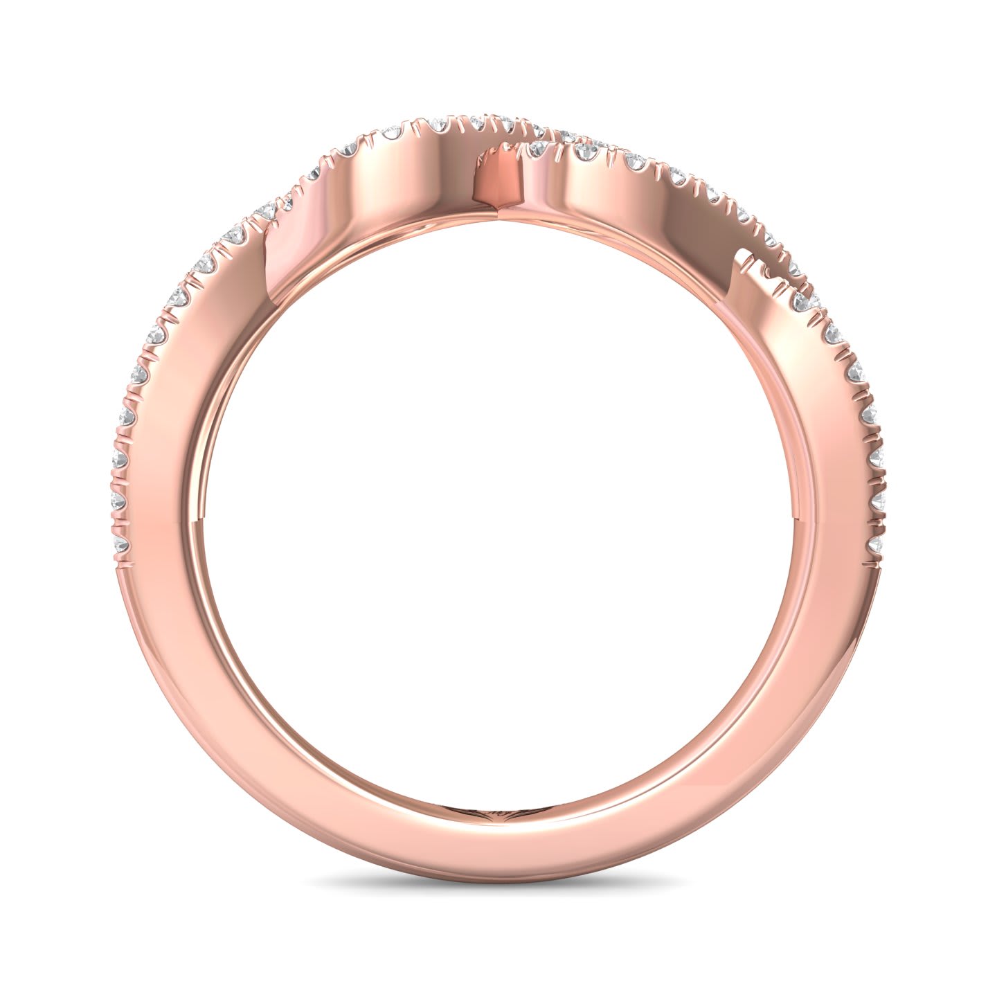 FlyerFit Micropave 14K Pink Gold Wedding Band