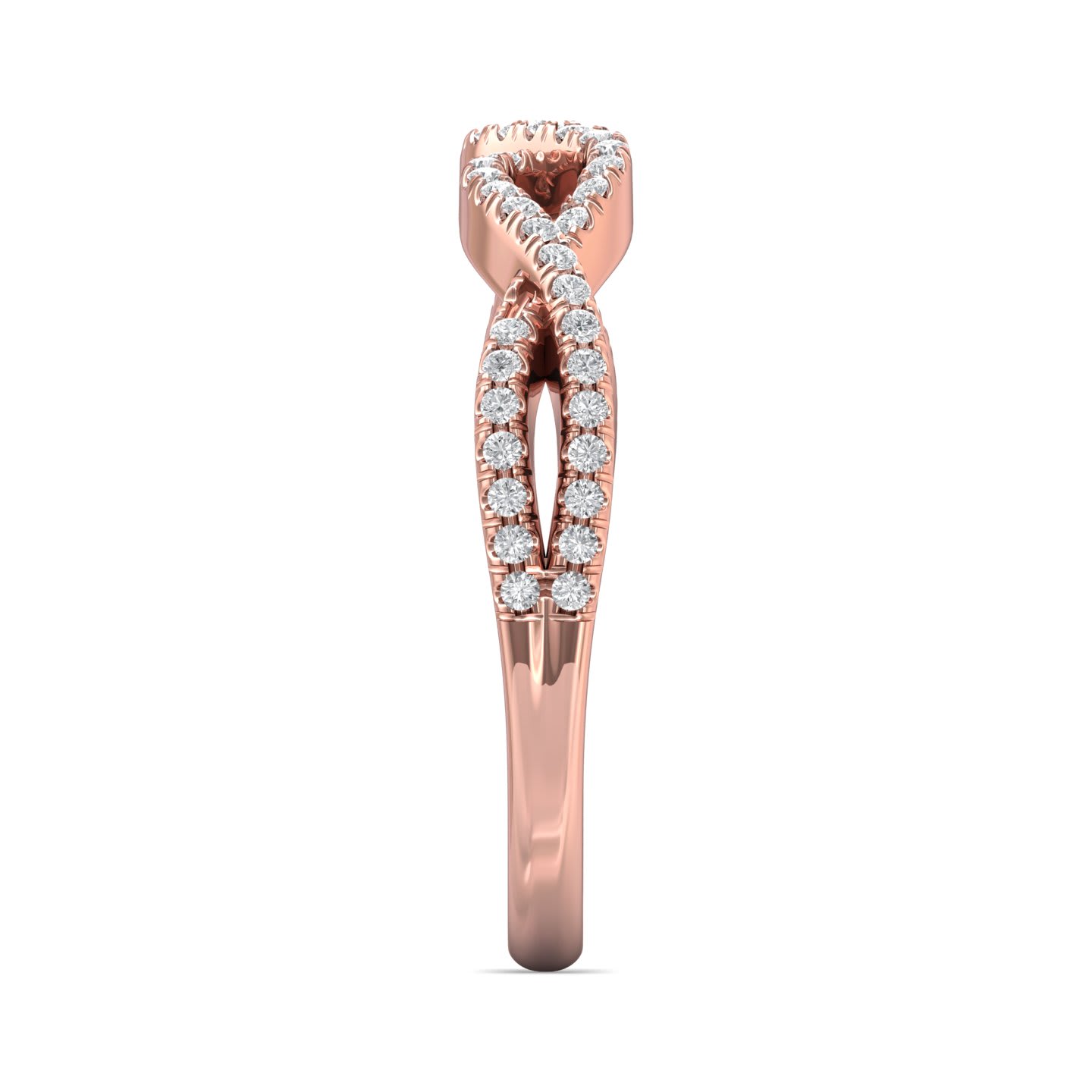 FlyerFit Micropave 14K Pink Gold Wedding Band