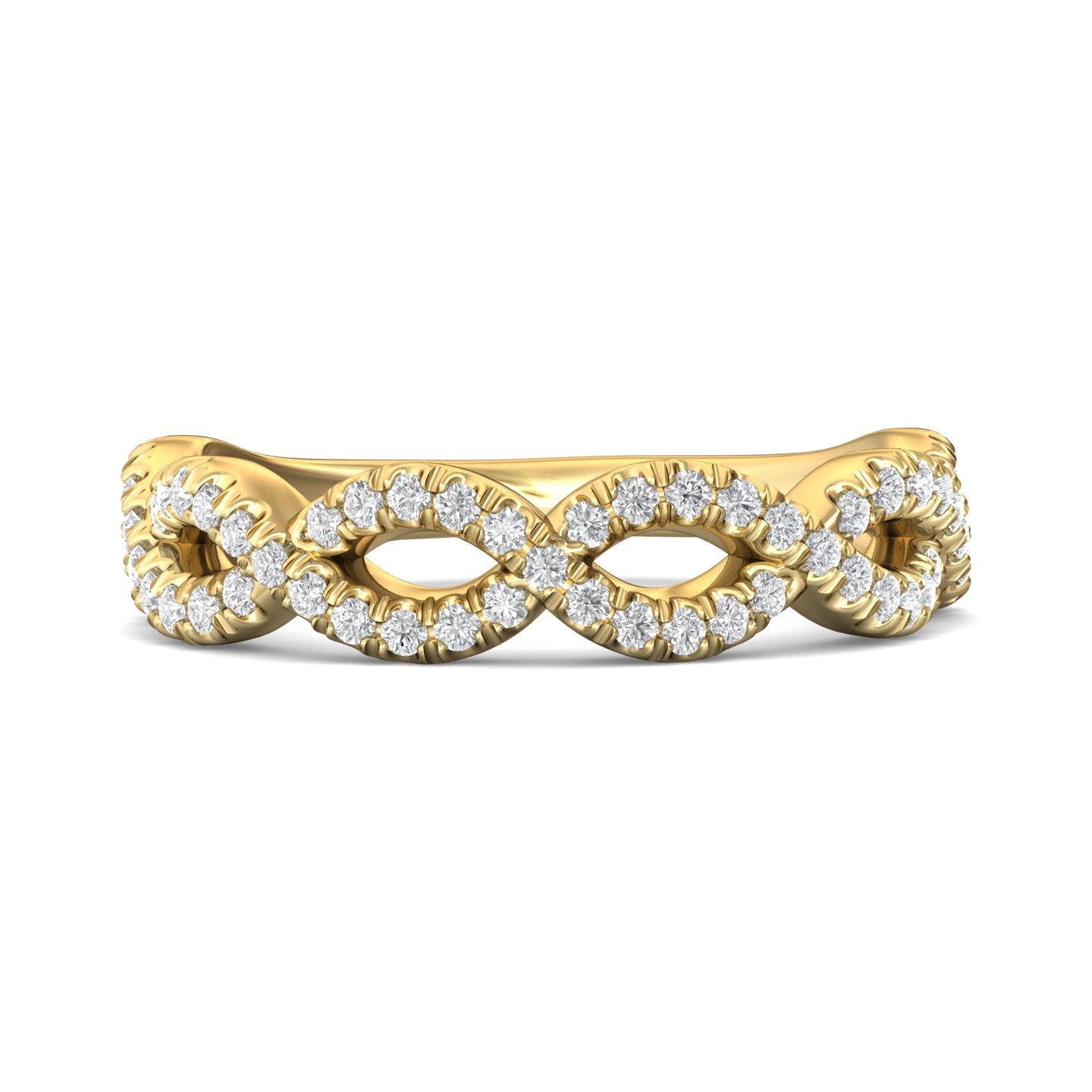 FlyerFit Micropave 18K Yellow Gold Wedding Band