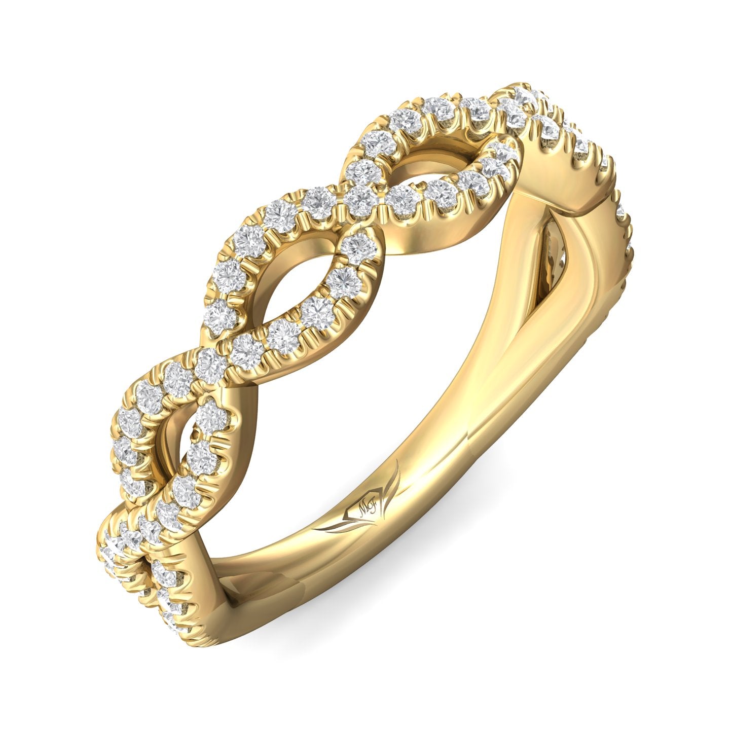 FlyerFit Micropave 18K Yellow Gold Wedding Band