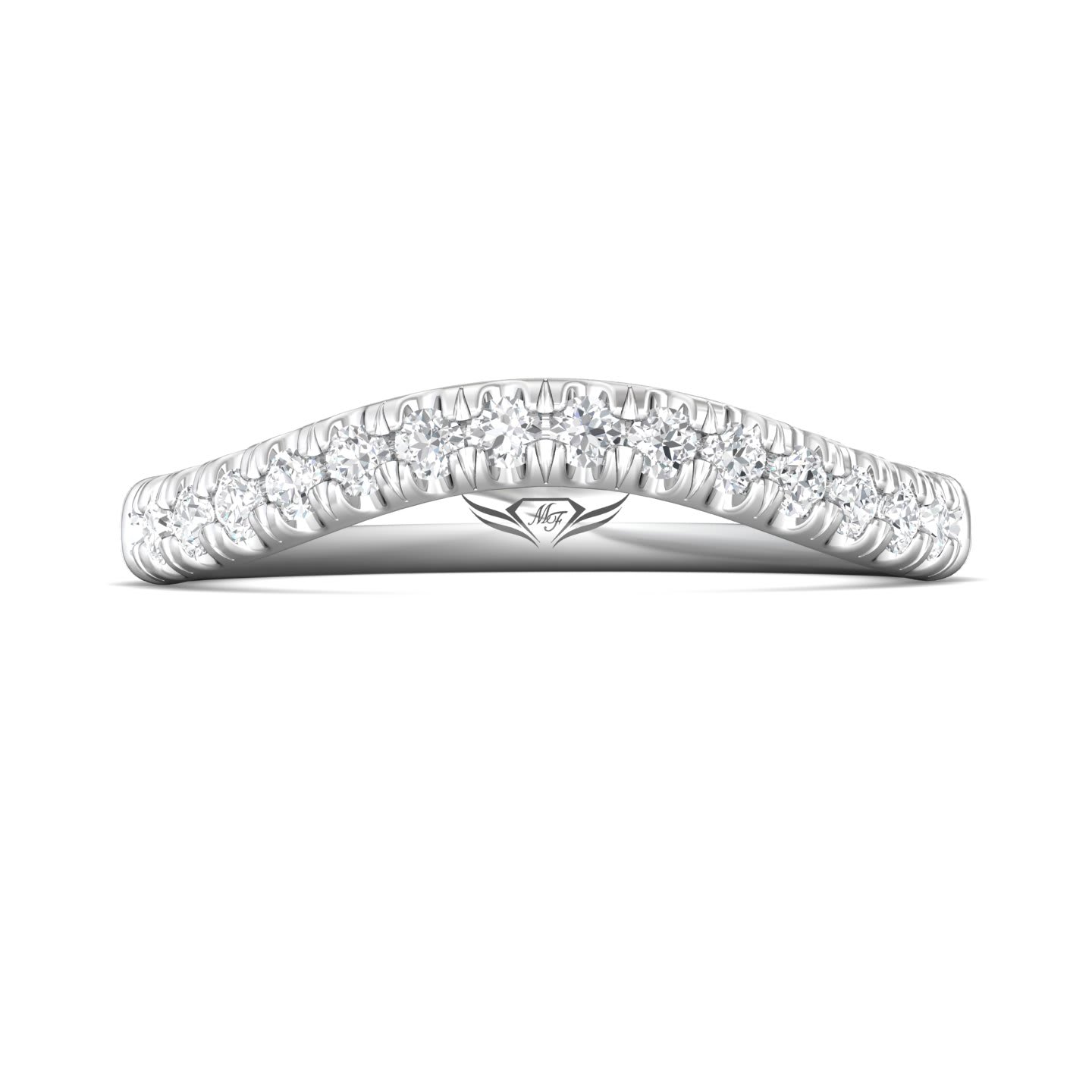 FlyerFit Micropave 18K White Gold Wedding Band