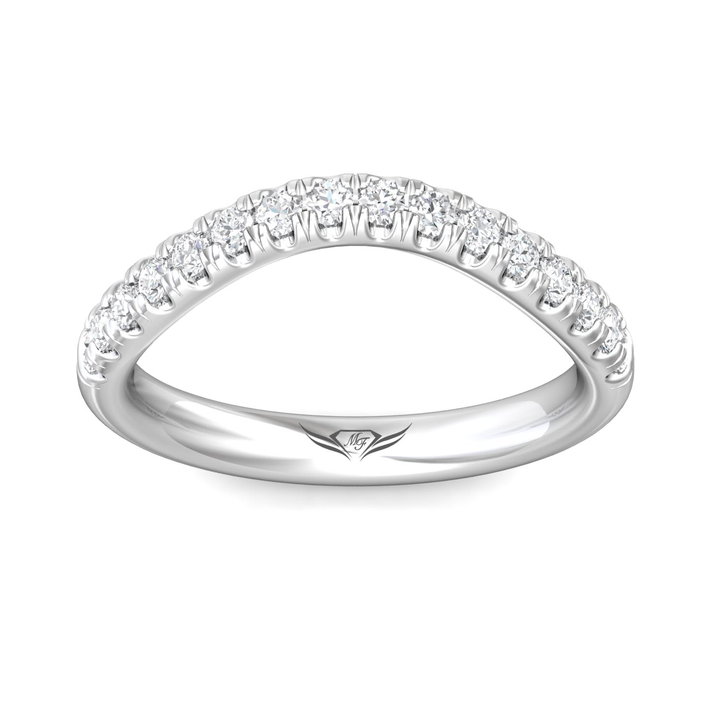 FlyerFit Micropave 18K White Gold Wedding Band