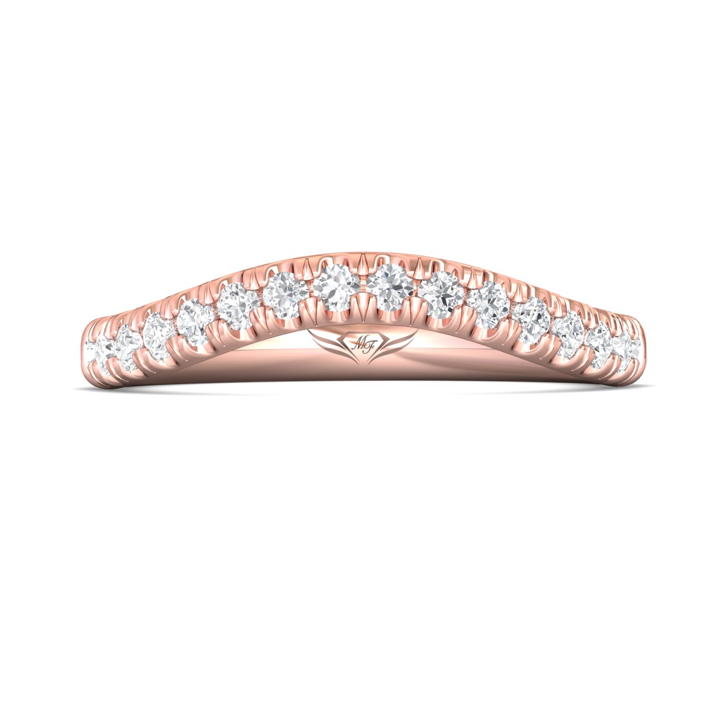 FlyerFit Micropave 14K Pink Gold Wedding Band