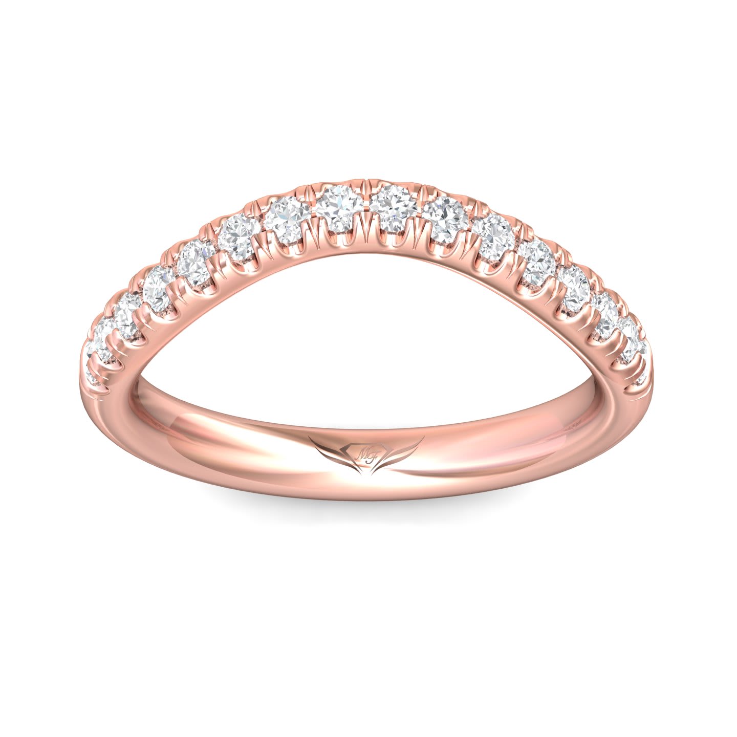 FlyerFit Micropave 14K Pink Gold Wedding Band