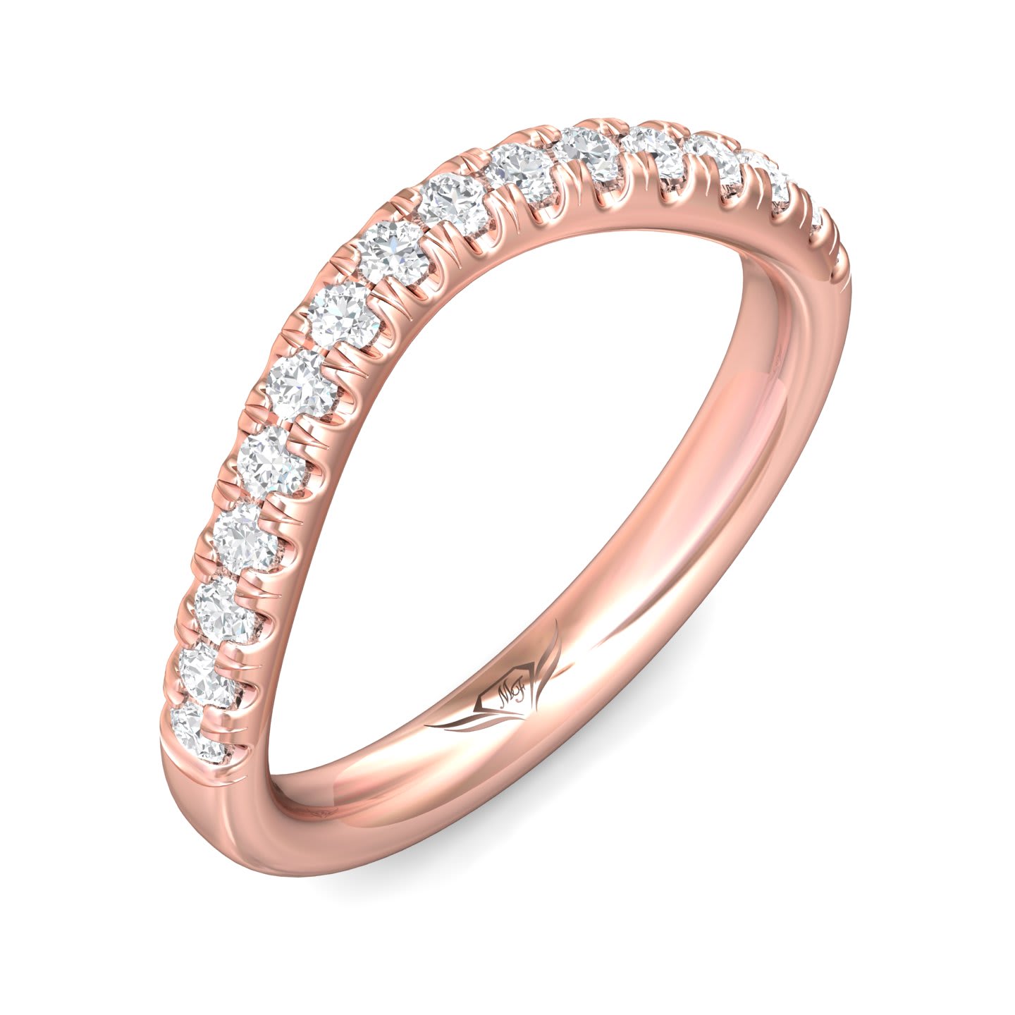 FlyerFit Micropave 14K Pink Gold Wedding Band