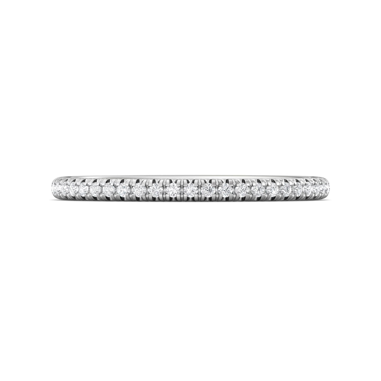 FlyerFit Micropave 14K White Gold Wedding Band