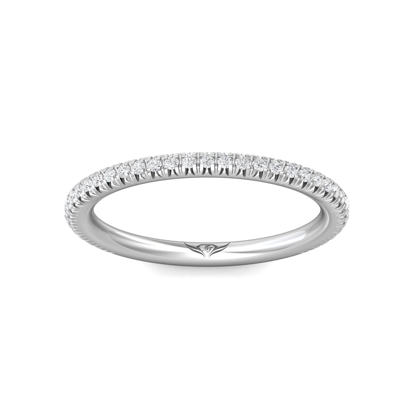 FlyerFit Micropave 14K White Gold Wedding Band