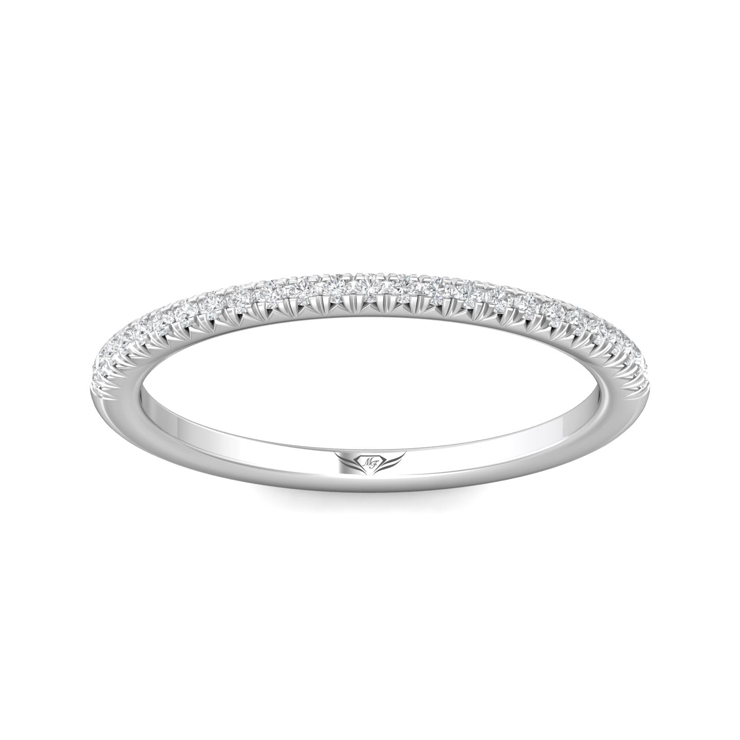 FlyerFit Micropave 14K White Gold Wedding Band