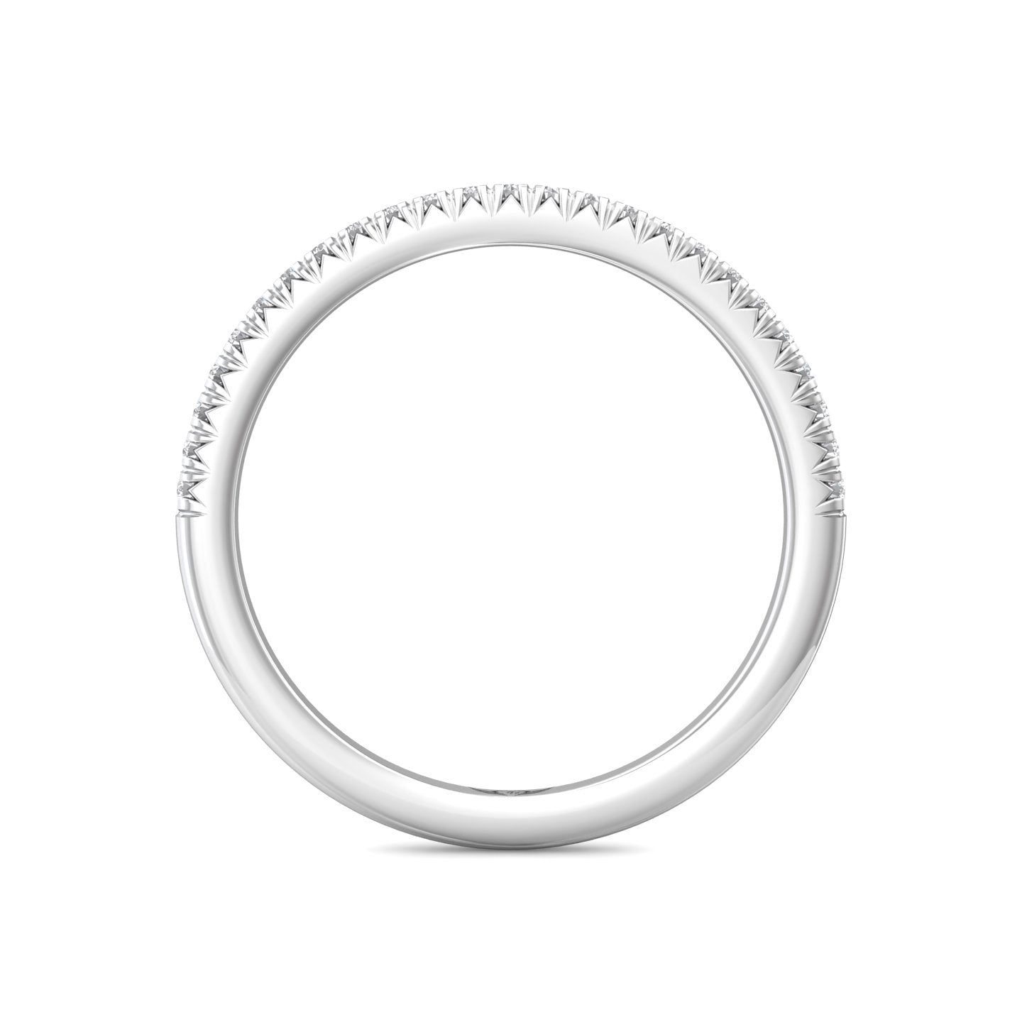 FlyerFit Micropave 14K White Gold Wedding Band