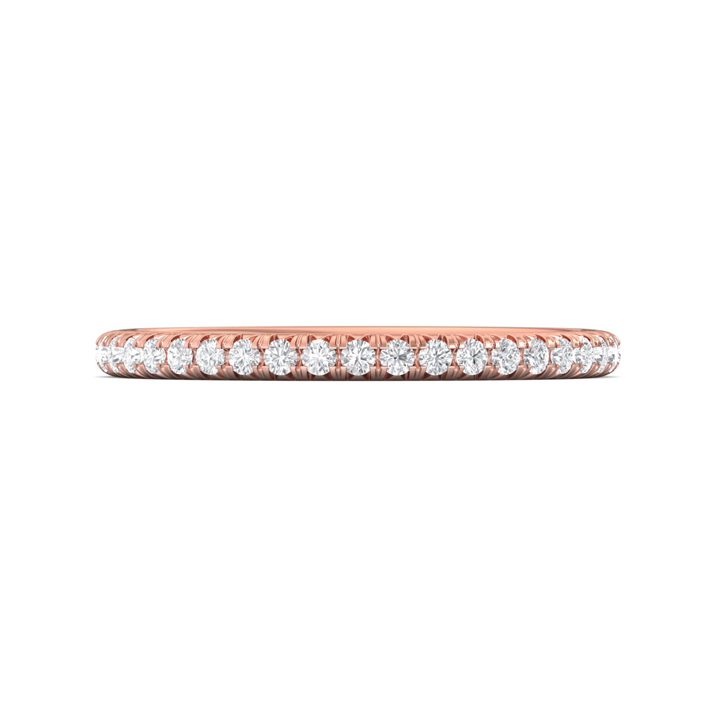 FlyerFit Micropave 14K Pink Gold Wedding Band