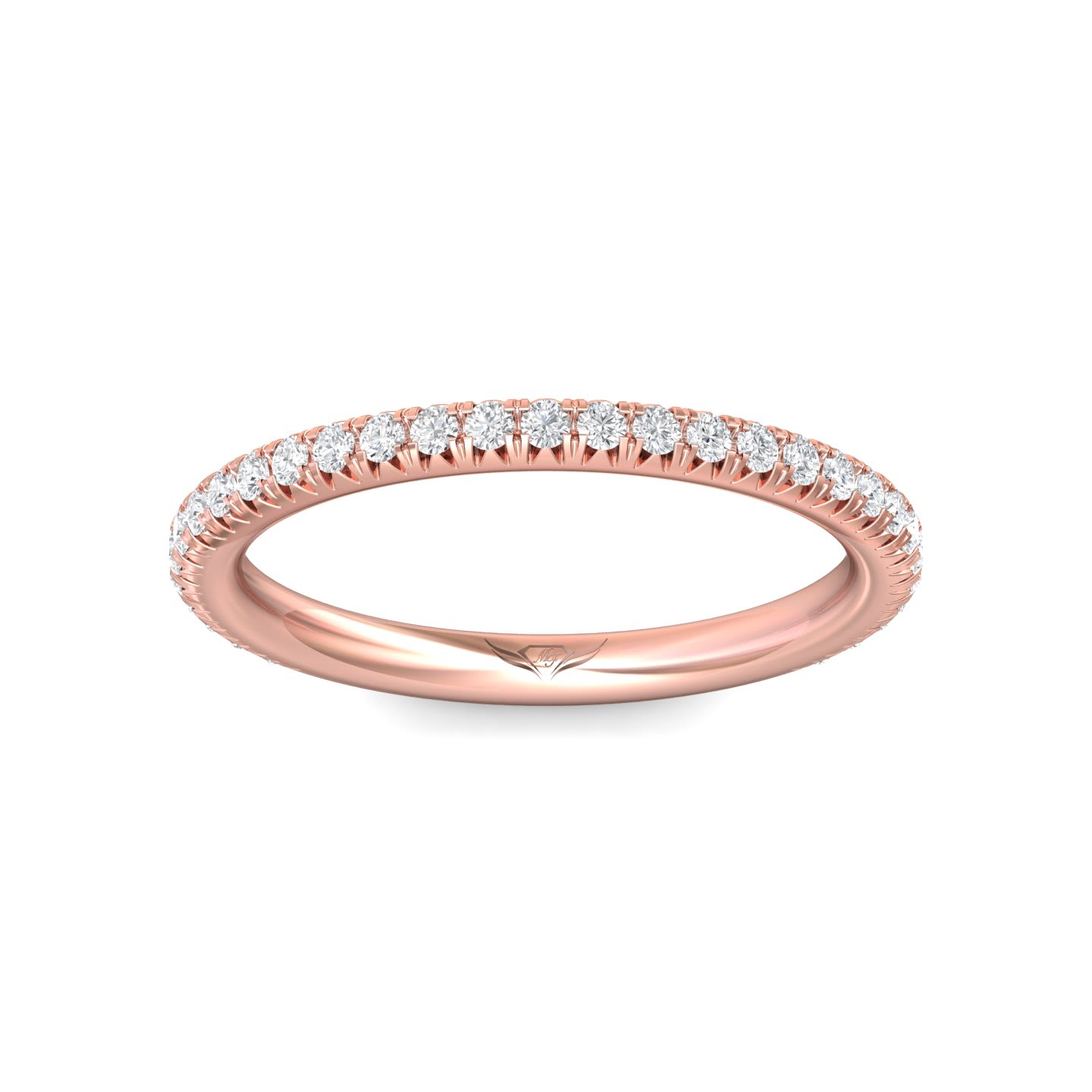 FlyerFit Micropave 14K Pink Gold Wedding Band