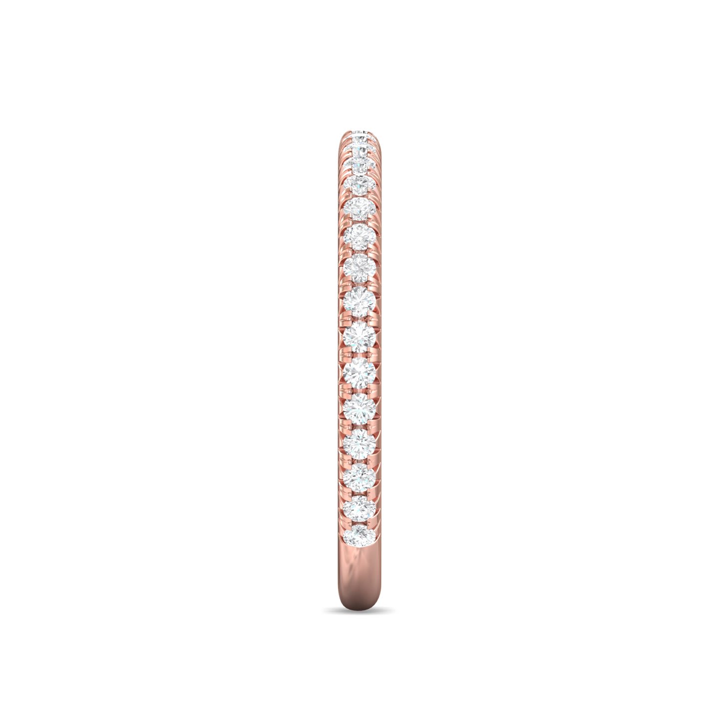 FlyerFit Micropave 14K Pink Gold Wedding Band