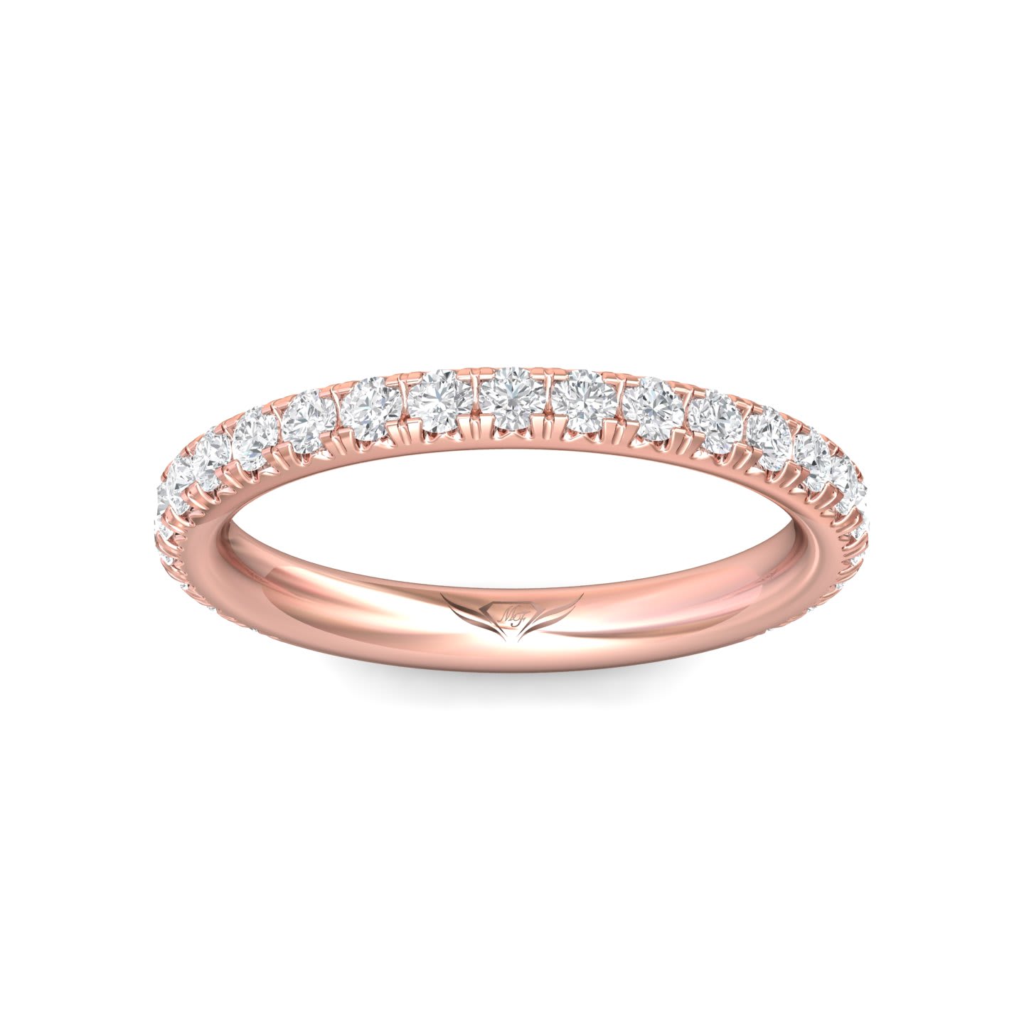 FlyerFit Micropave 14K Pink Gold Wedding Band