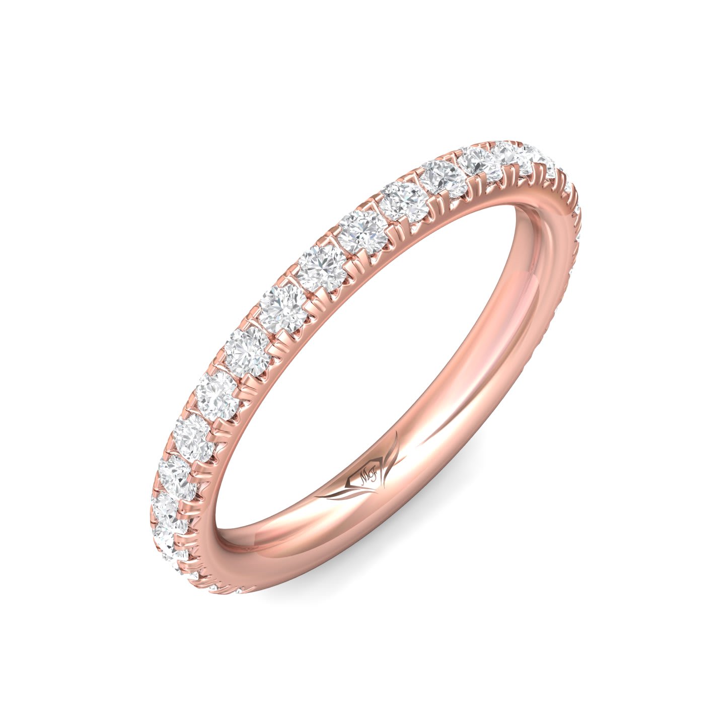 FlyerFit Micropave 14K Pink Gold Wedding Band