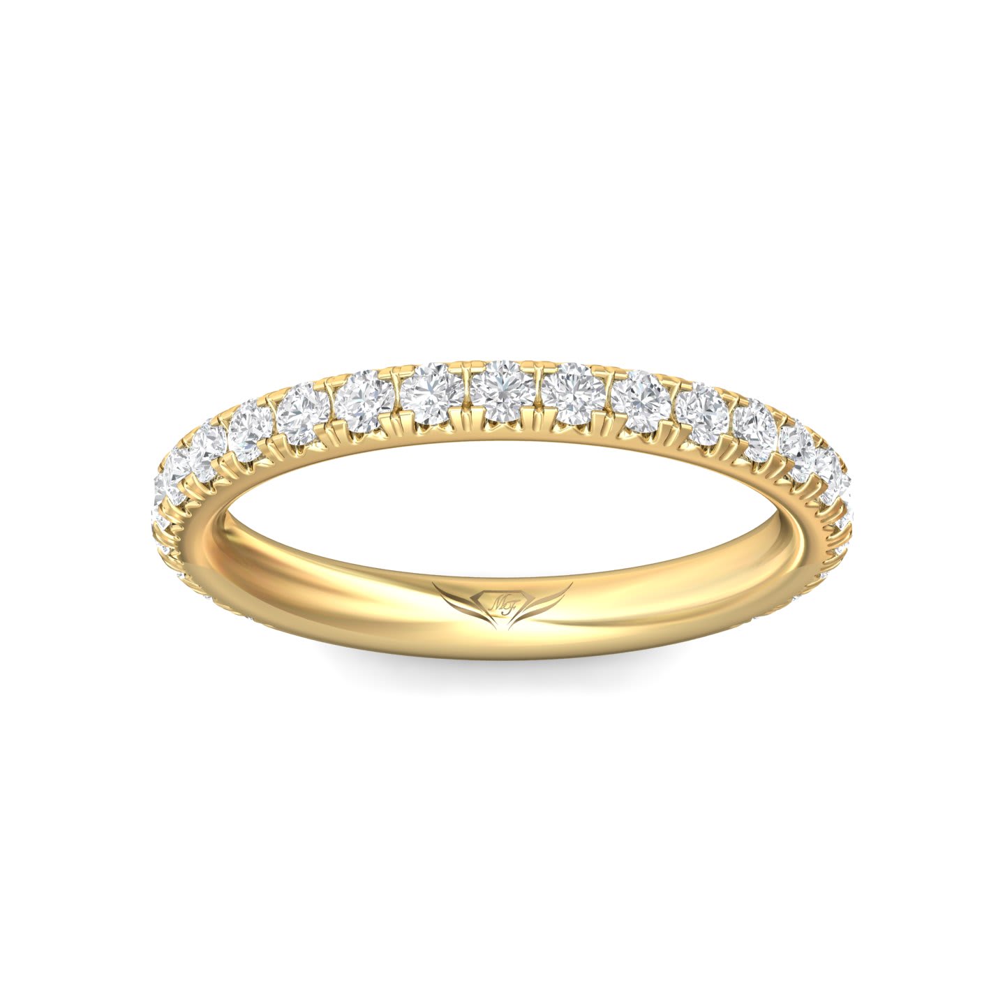 FlyerFit Micropave 14K Yellow Gold Wedding Band