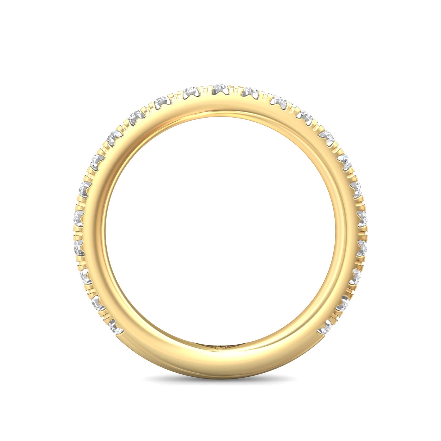 FlyerFit Micropave 14K Yellow Gold Wedding Band