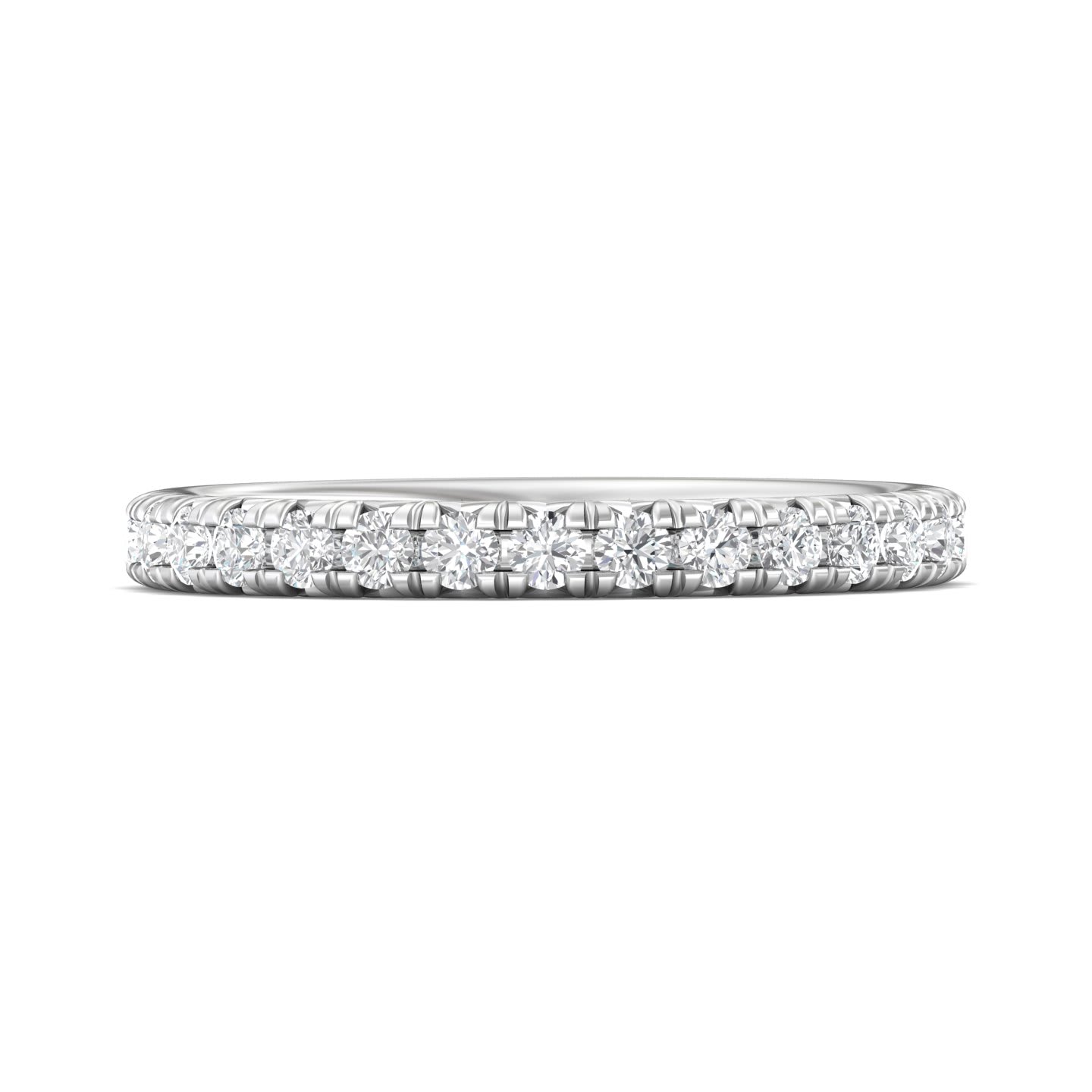 FlyerFit Micropave 14K White Gold Wedding Band