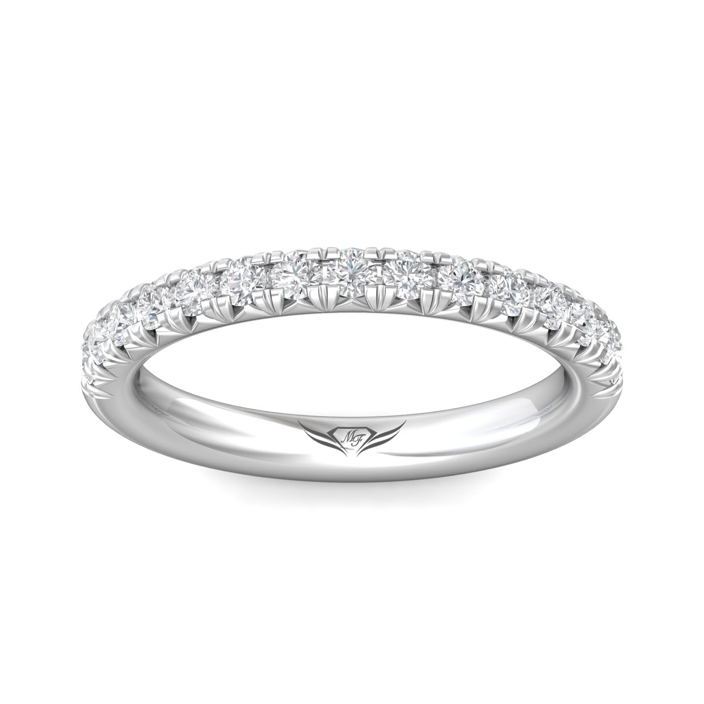 FlyerFit Micropave 14K White Gold Wedding Band