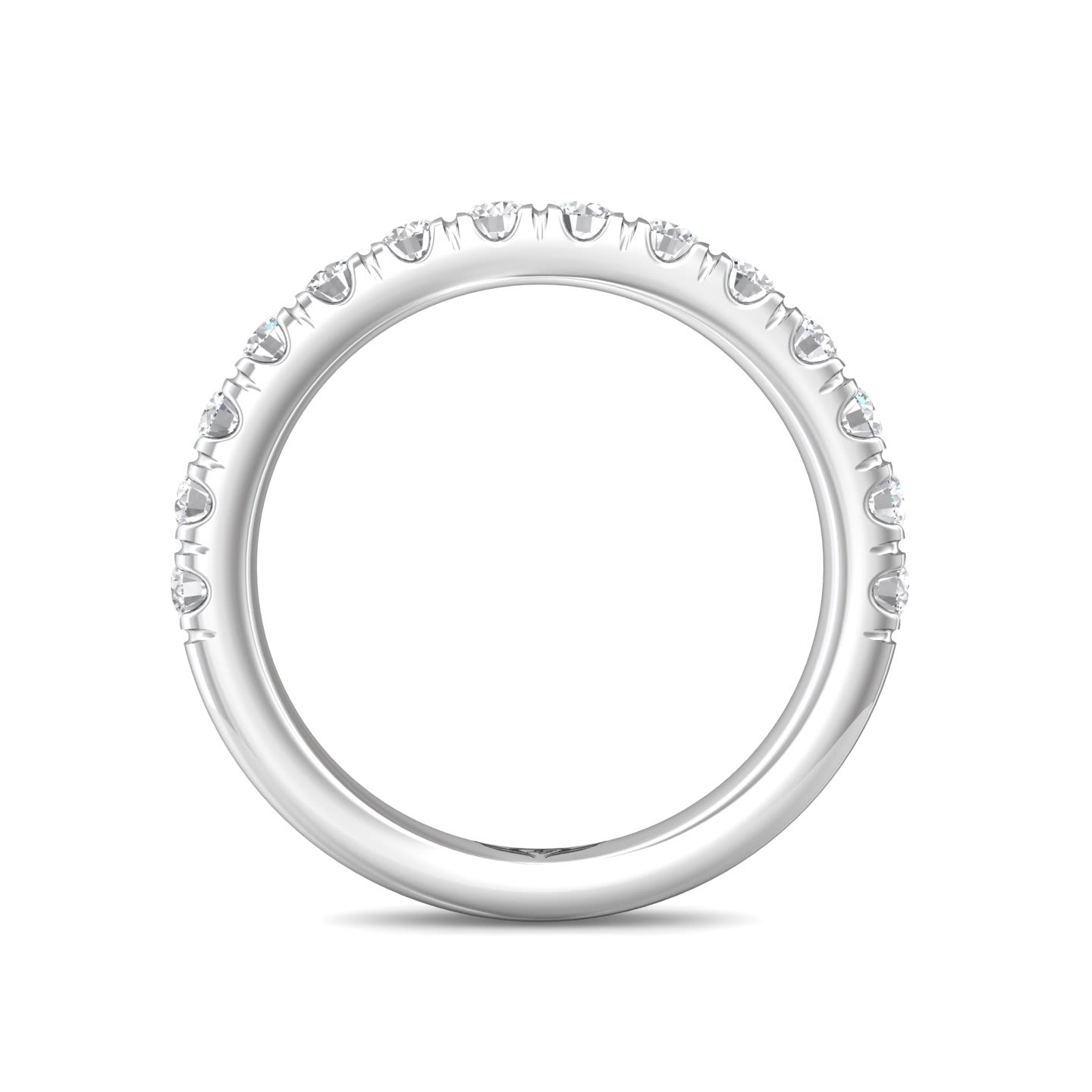 FlyerFit Micropave 14K White Gold Wedding Band