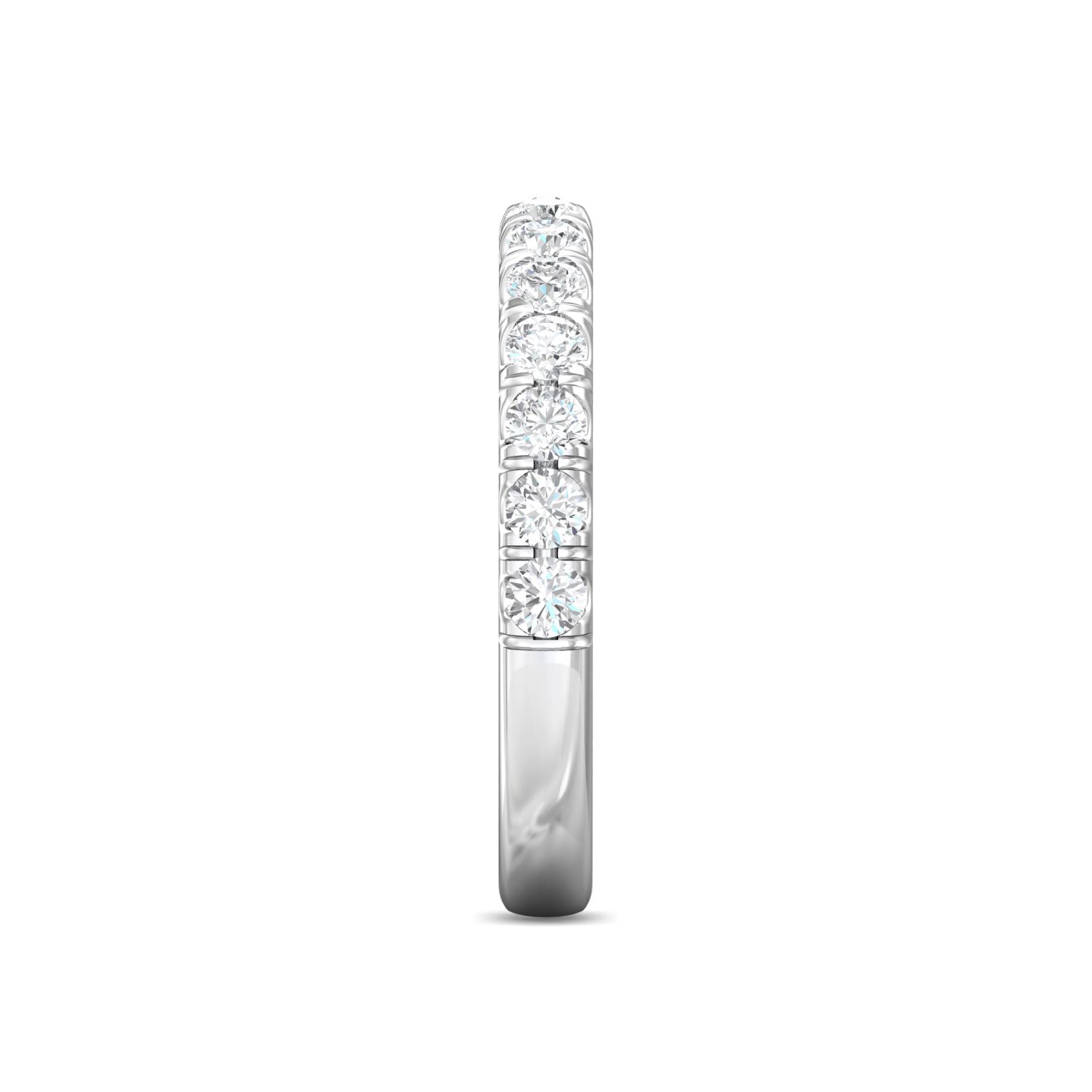 FlyerFit Micropave 14K White Gold Wedding Band