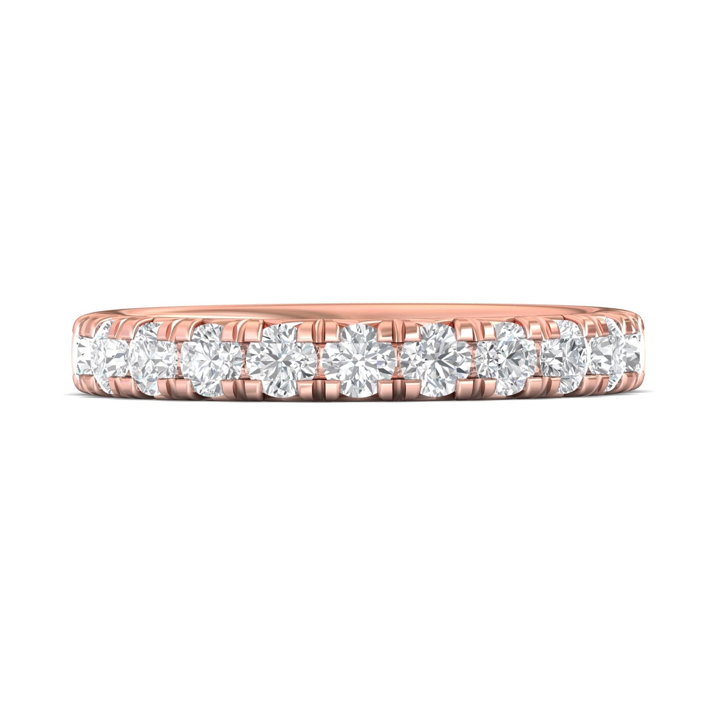 FlyerFit Micropave 14K Pink Gold Wedding Band