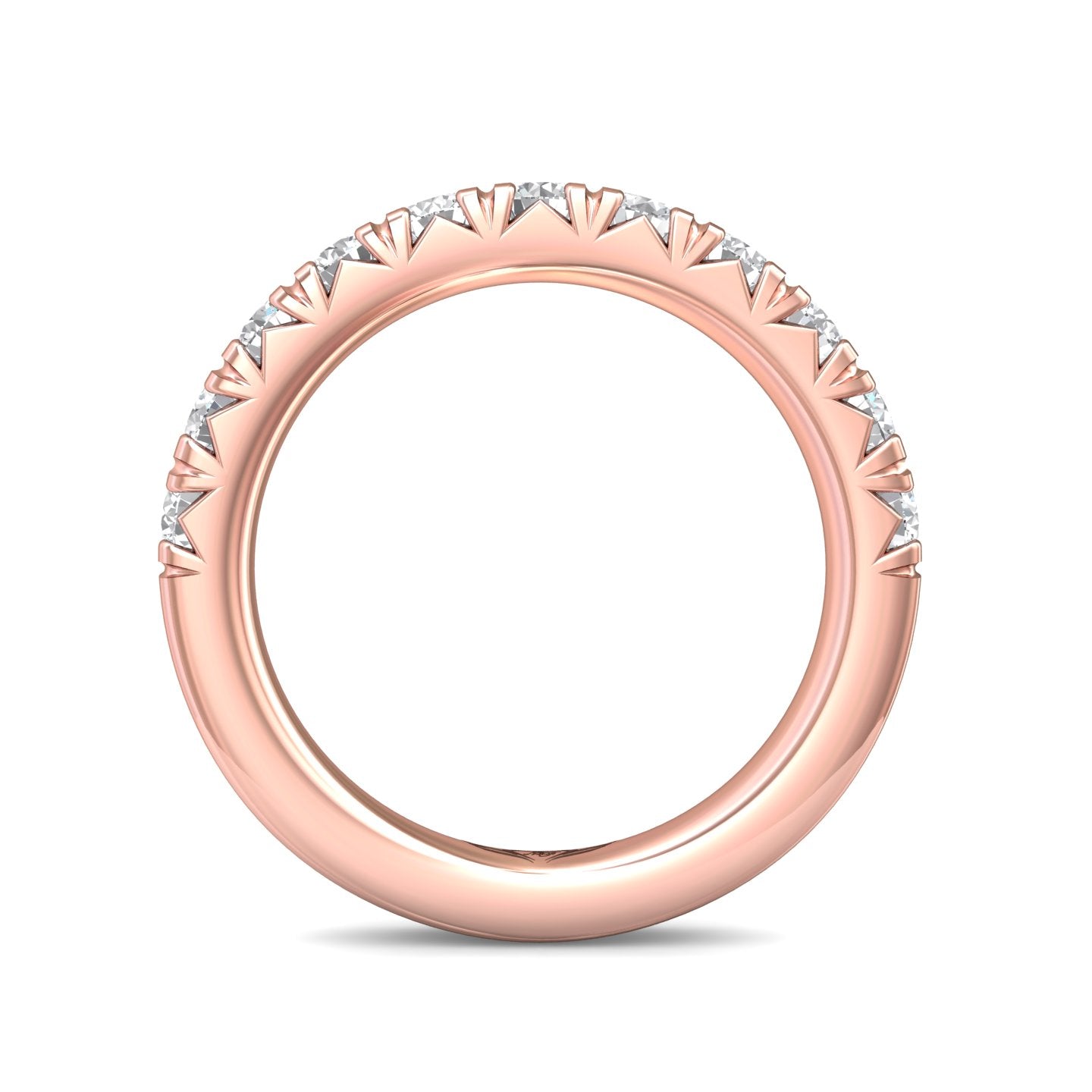 FlyerFit Micropave 14K Pink Gold Wedding Band