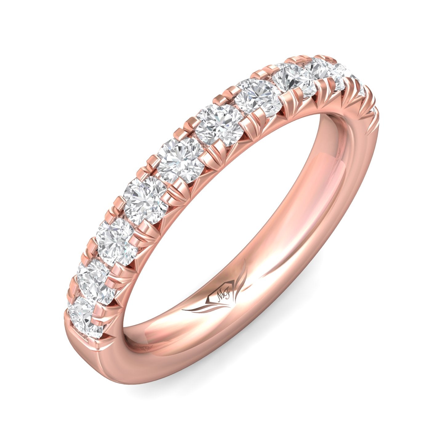 FlyerFit Micropave 14K Pink Gold Wedding Band