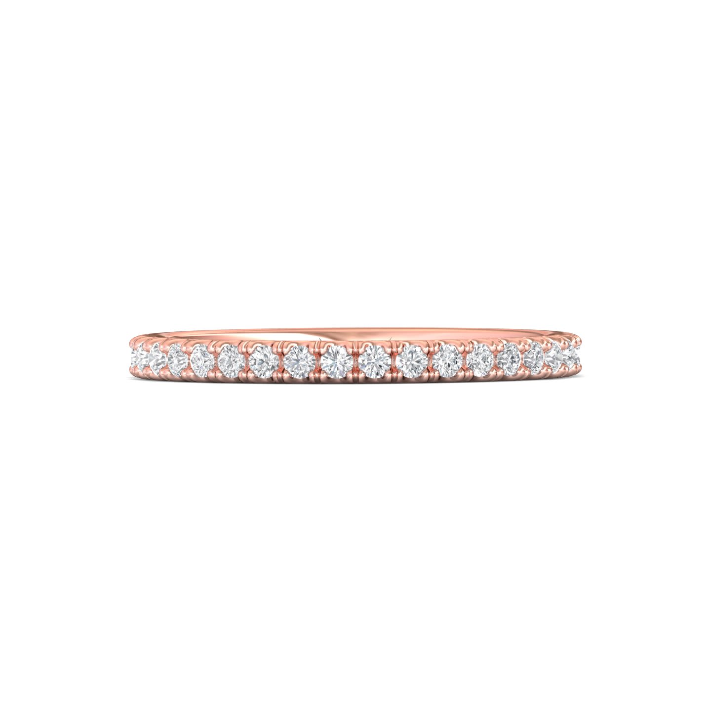 FlyerFit Micropave 14K Pink Gold Wedding Band