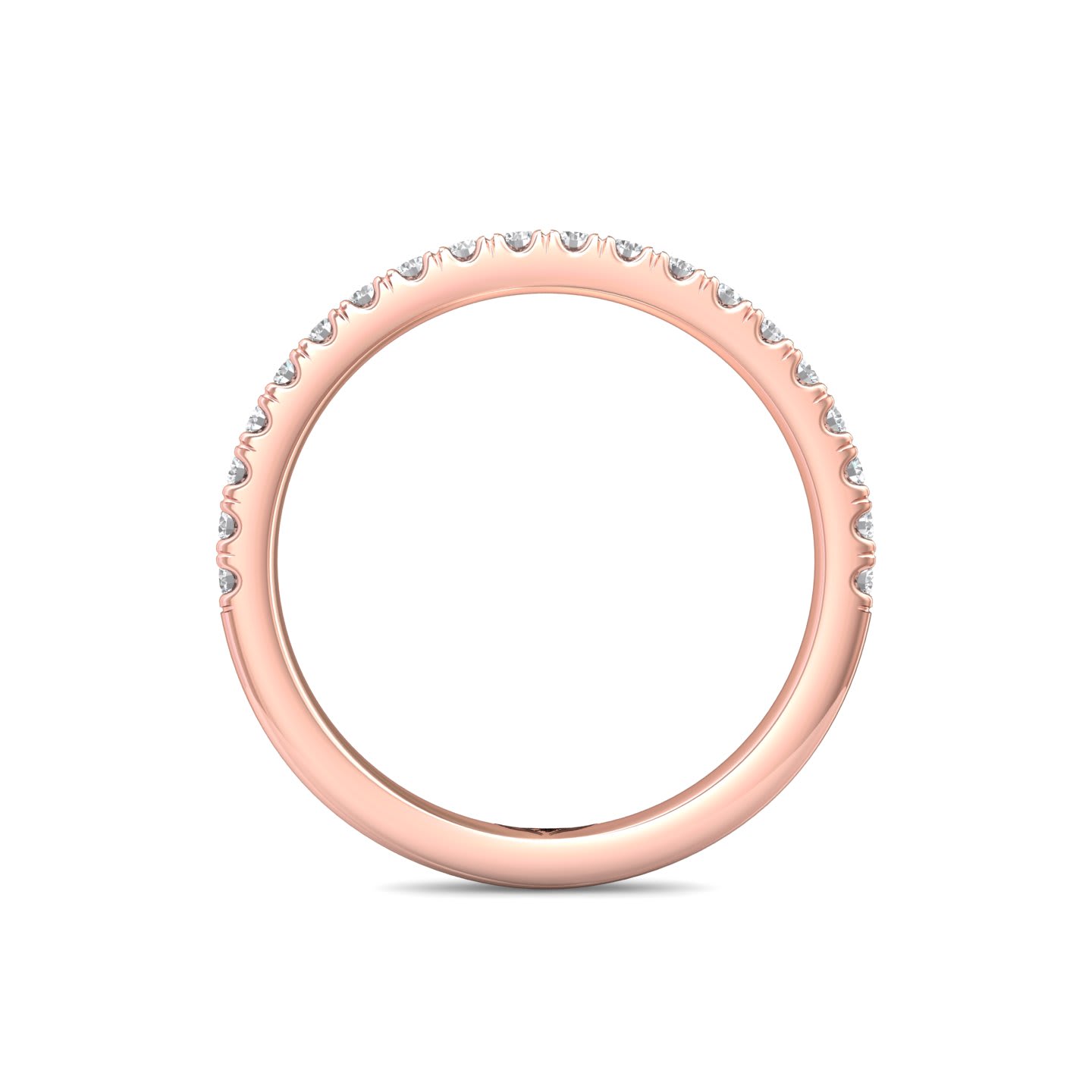 FlyerFit Micropave 14K Pink Gold Wedding Band