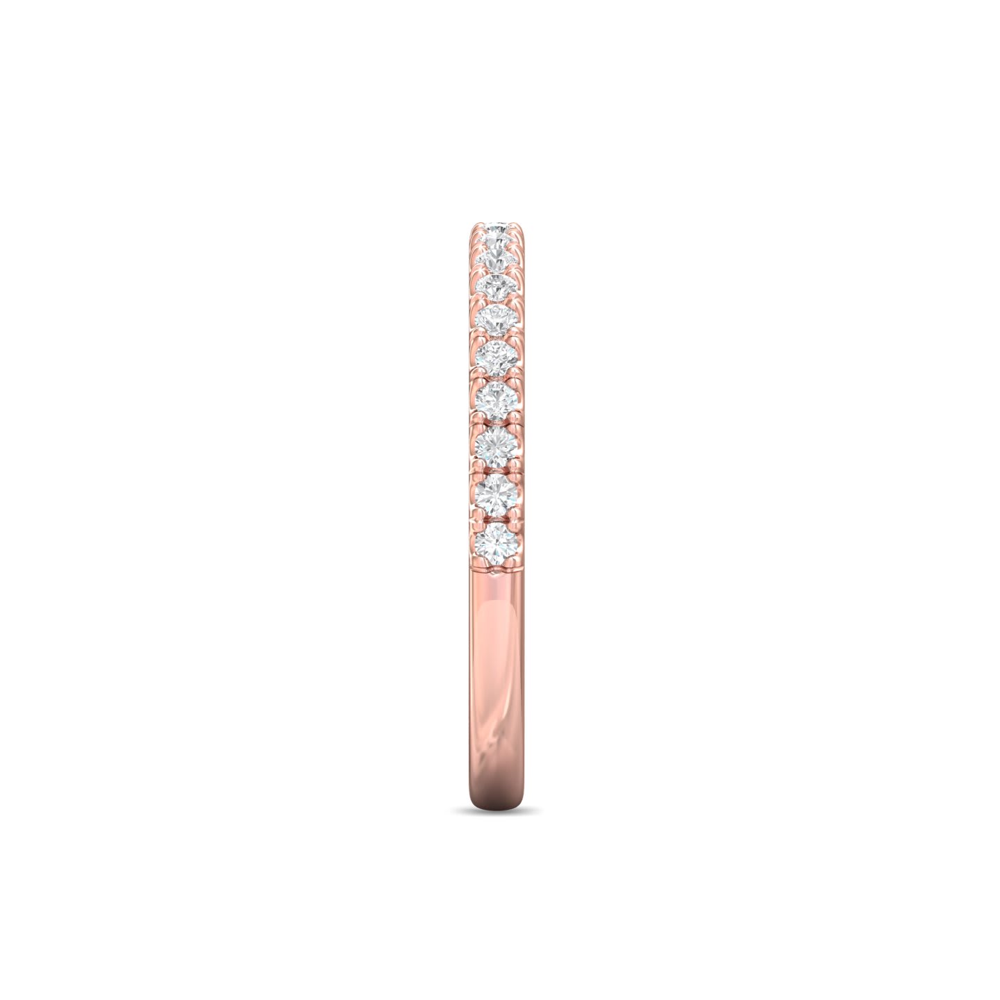 FlyerFit Micropave 14K Pink Gold Wedding Band