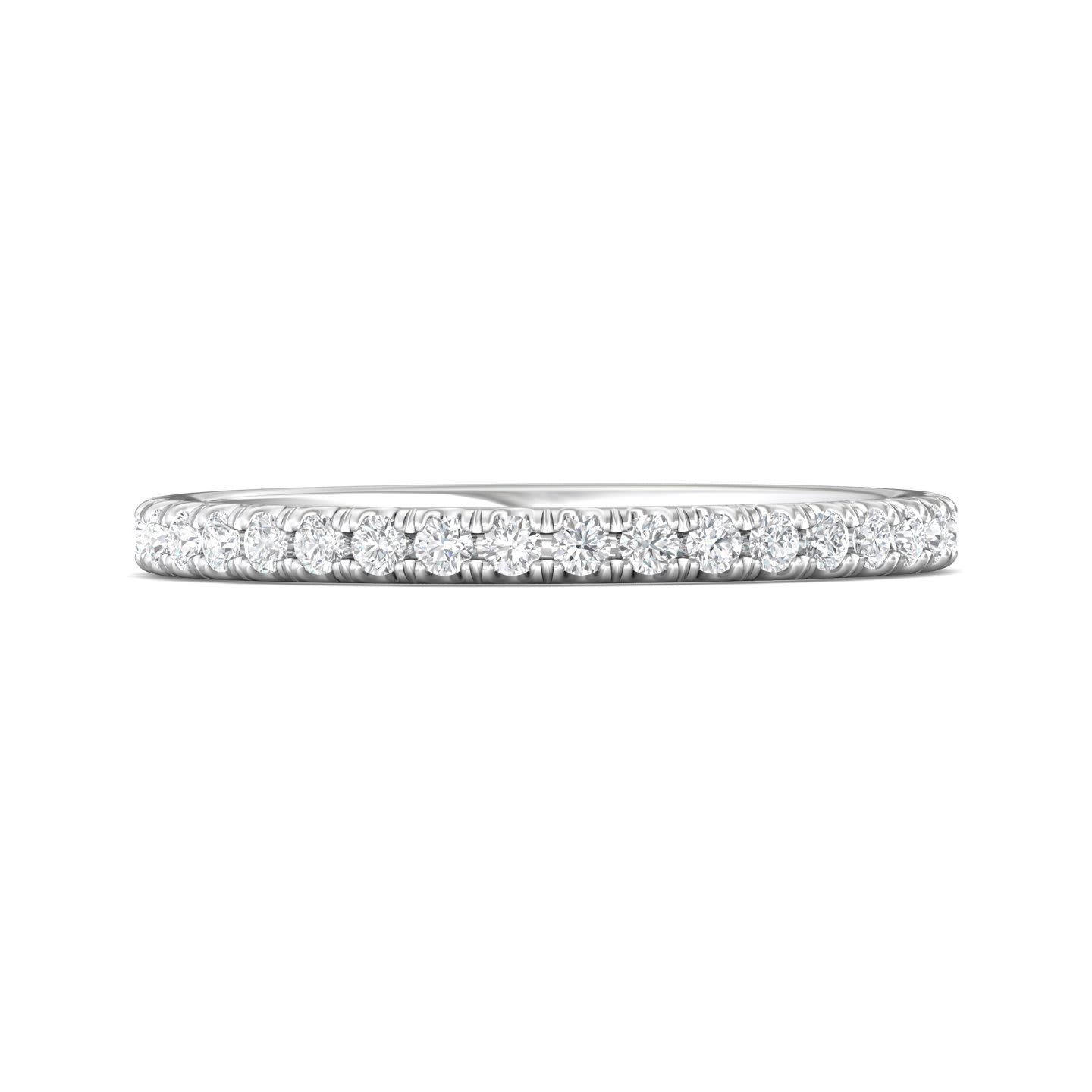 FlyerFit Micropave 14K White Gold Wedding Band