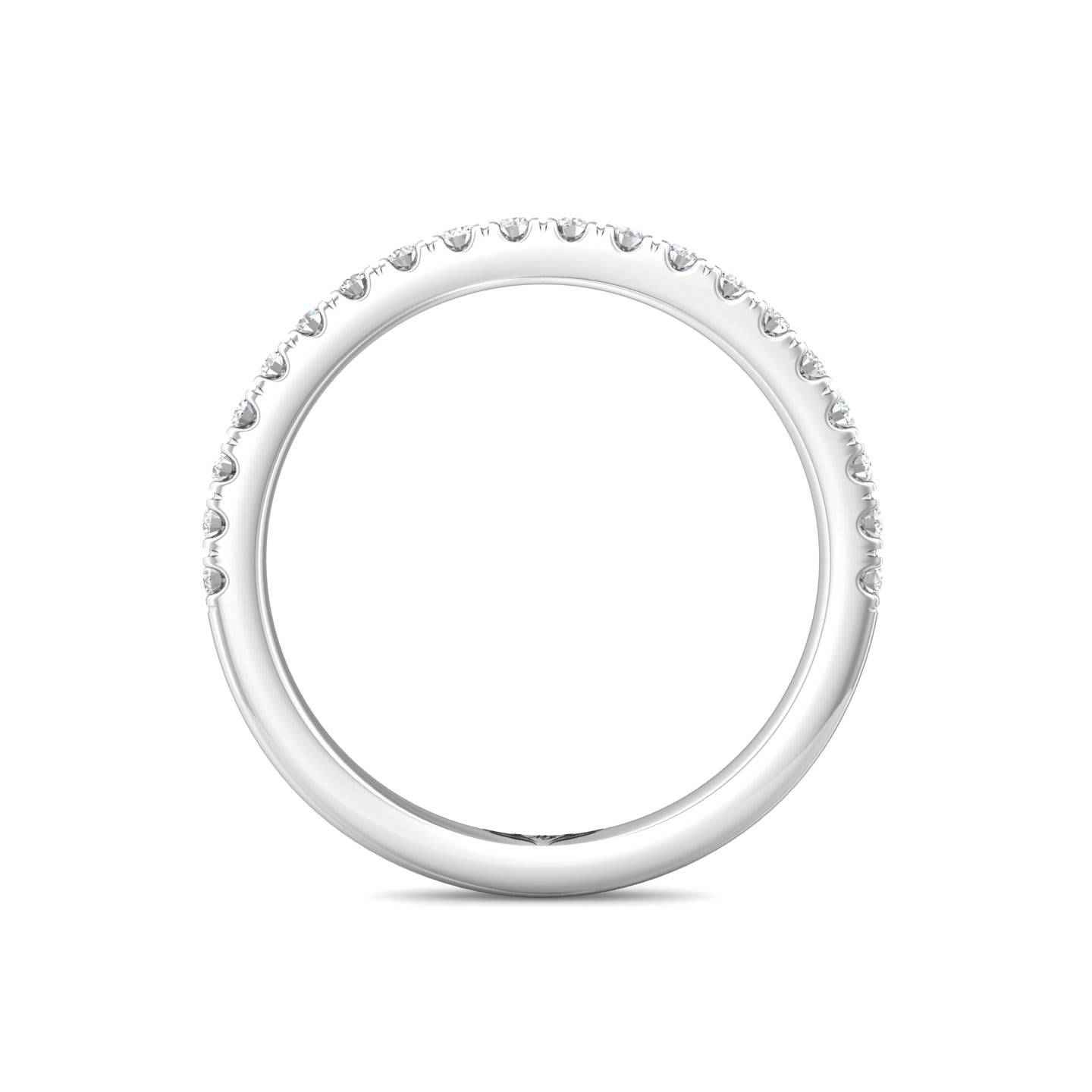 FlyerFit Micropave 14K White Gold Wedding Band