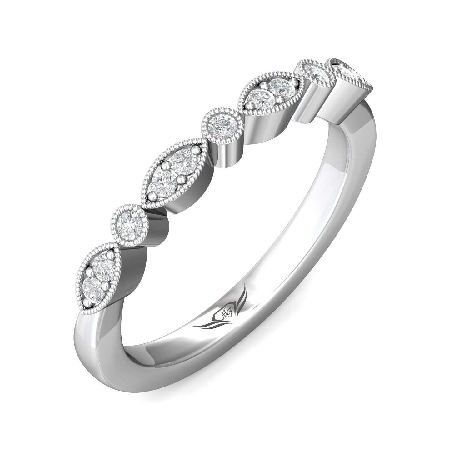 FlyerFit Micropave 18K White Gold Wedding Band