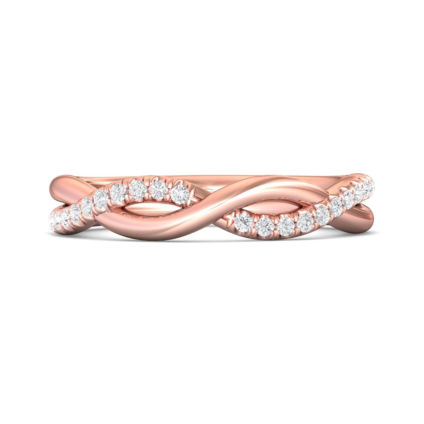 FlyerFit Micropave 18K Pink Gold Wedding Band