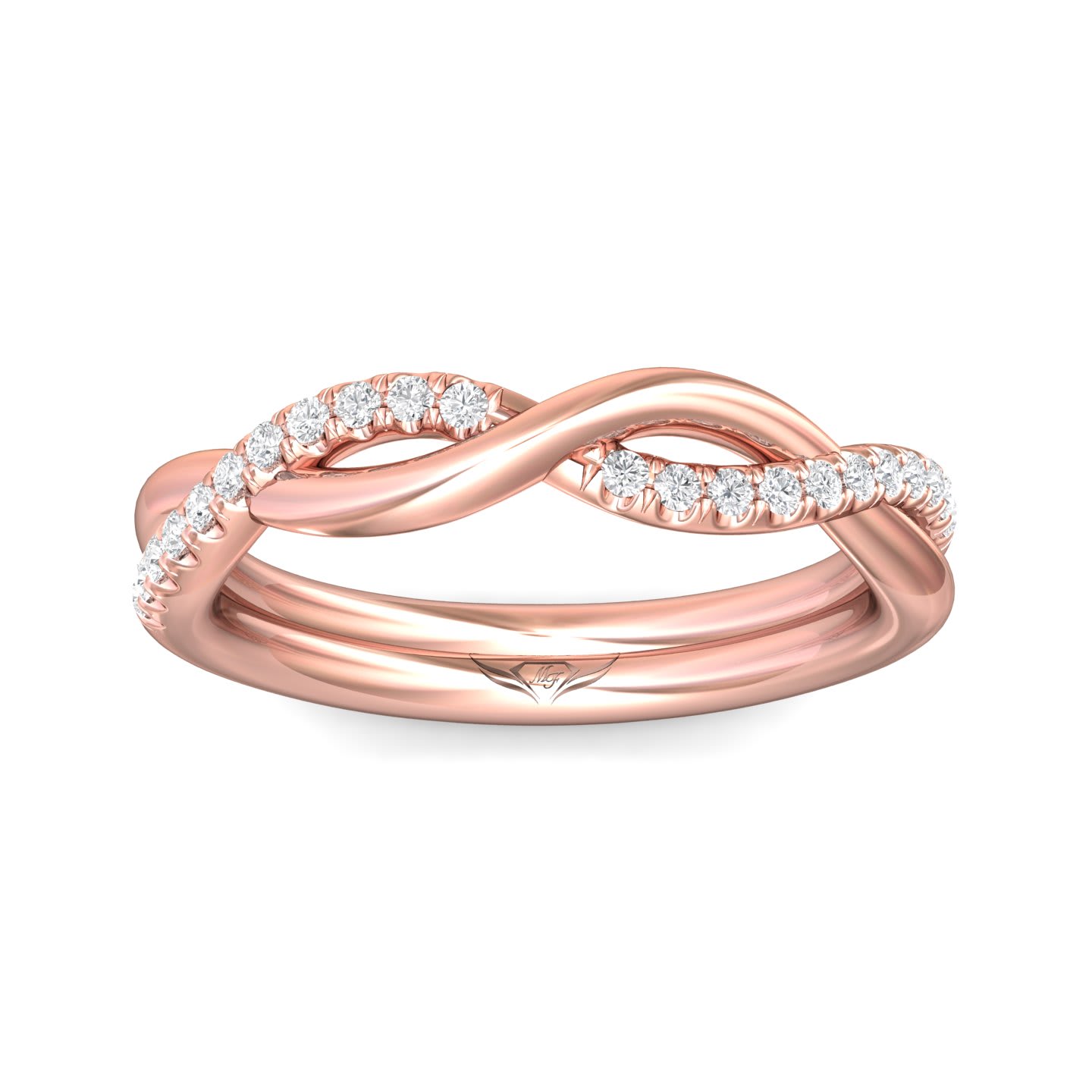 FlyerFit Micropave 18K Pink Gold Wedding Band