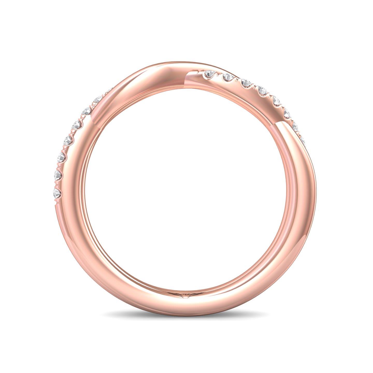 FlyerFit Micropave 18K Pink Gold Wedding Band