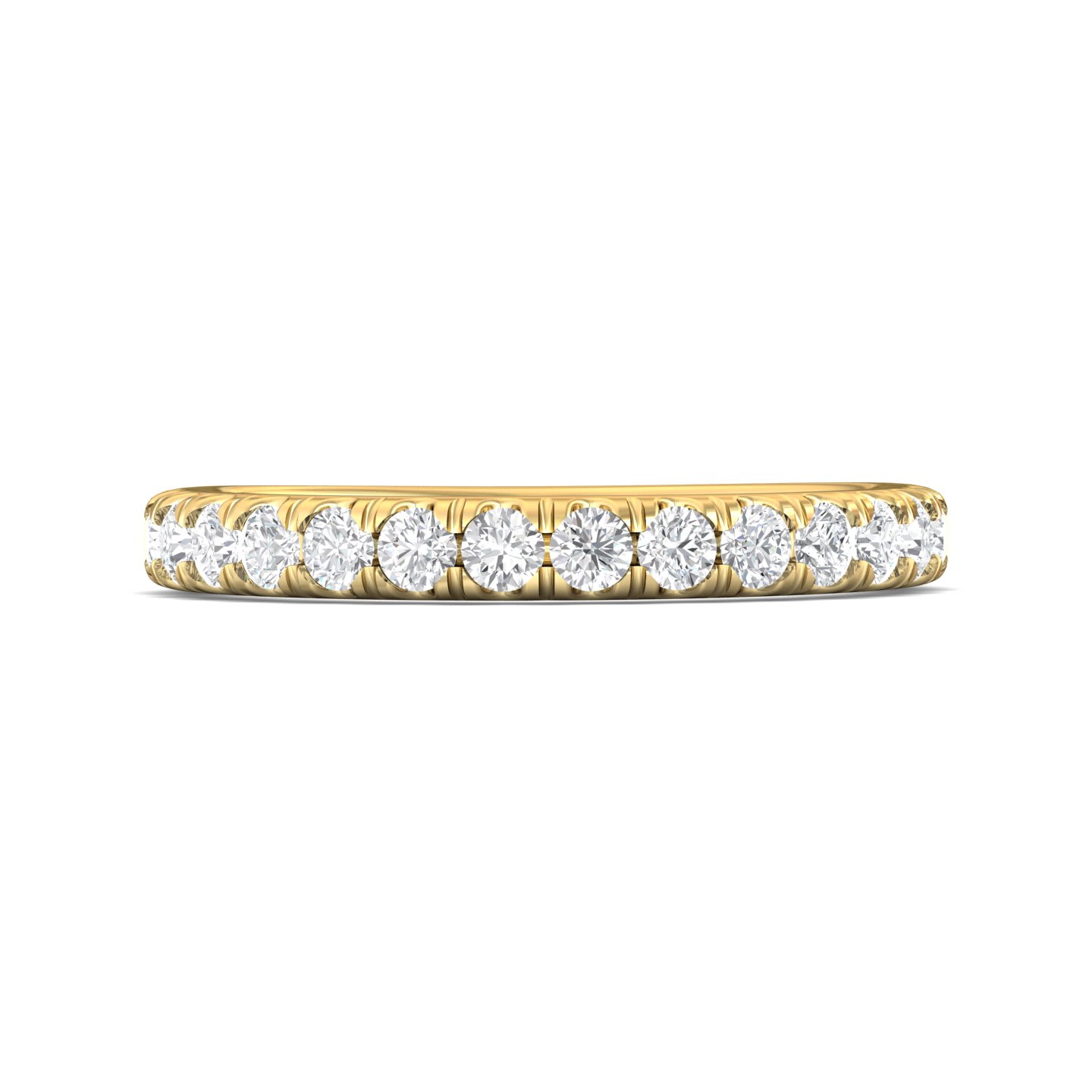 FlyerFit Micropave 14K Yellow Gold Wedding Band