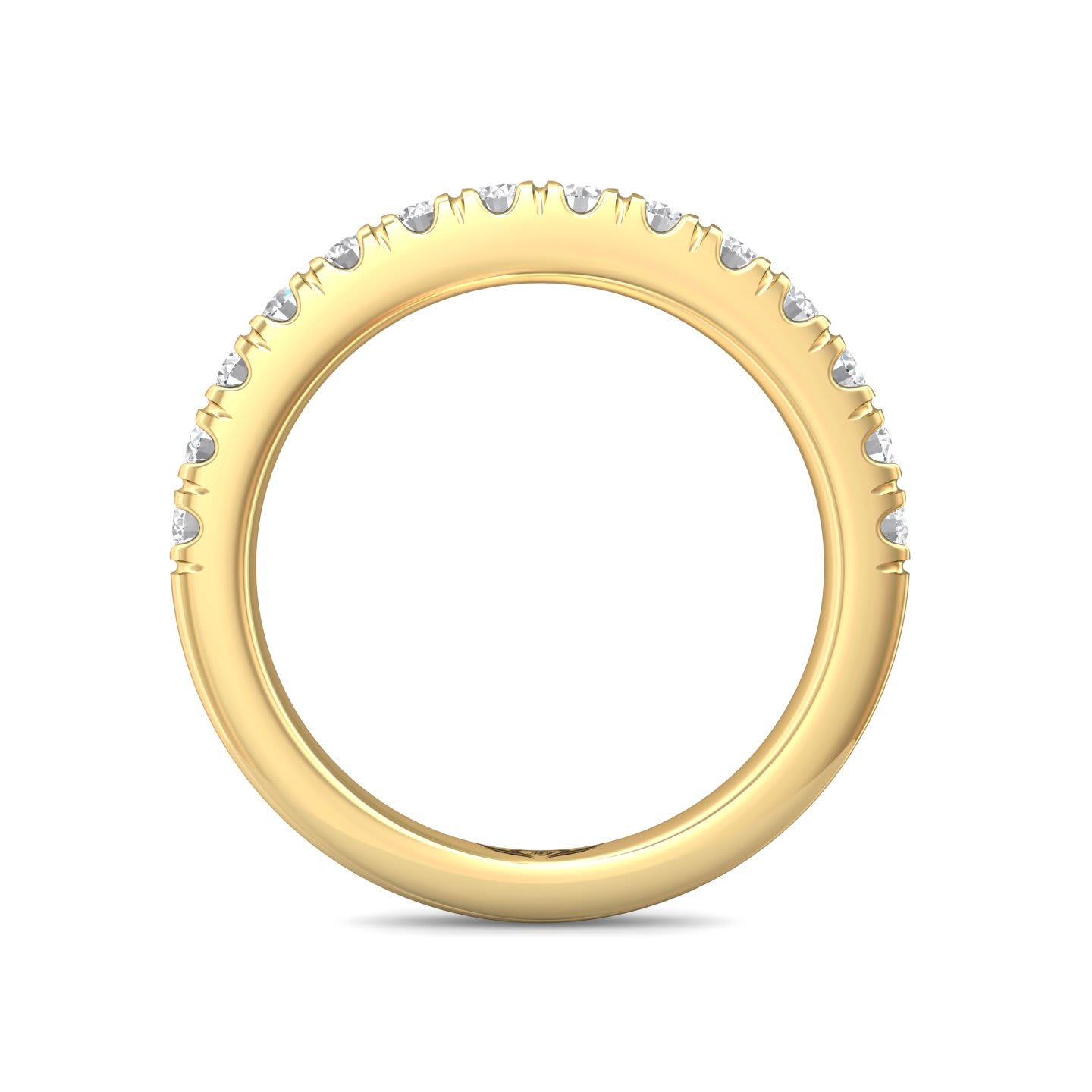 FlyerFit Micropave 14K Yellow Gold Wedding Band