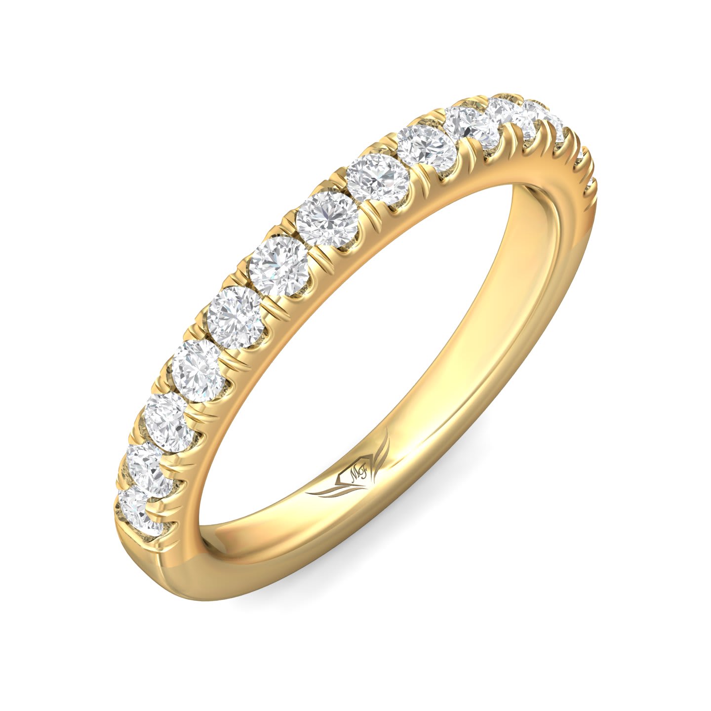 FlyerFit Micropave 14K Yellow Gold Wedding Band