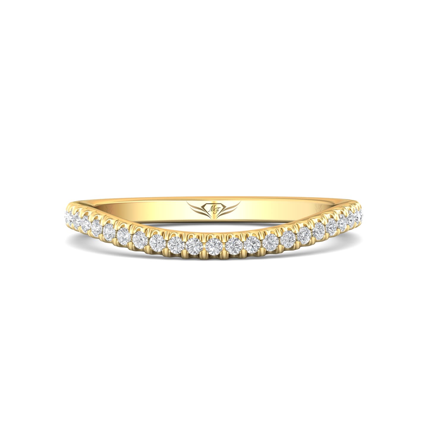 FlyerFit Micropave 14K Yellow Gold Wedding Band